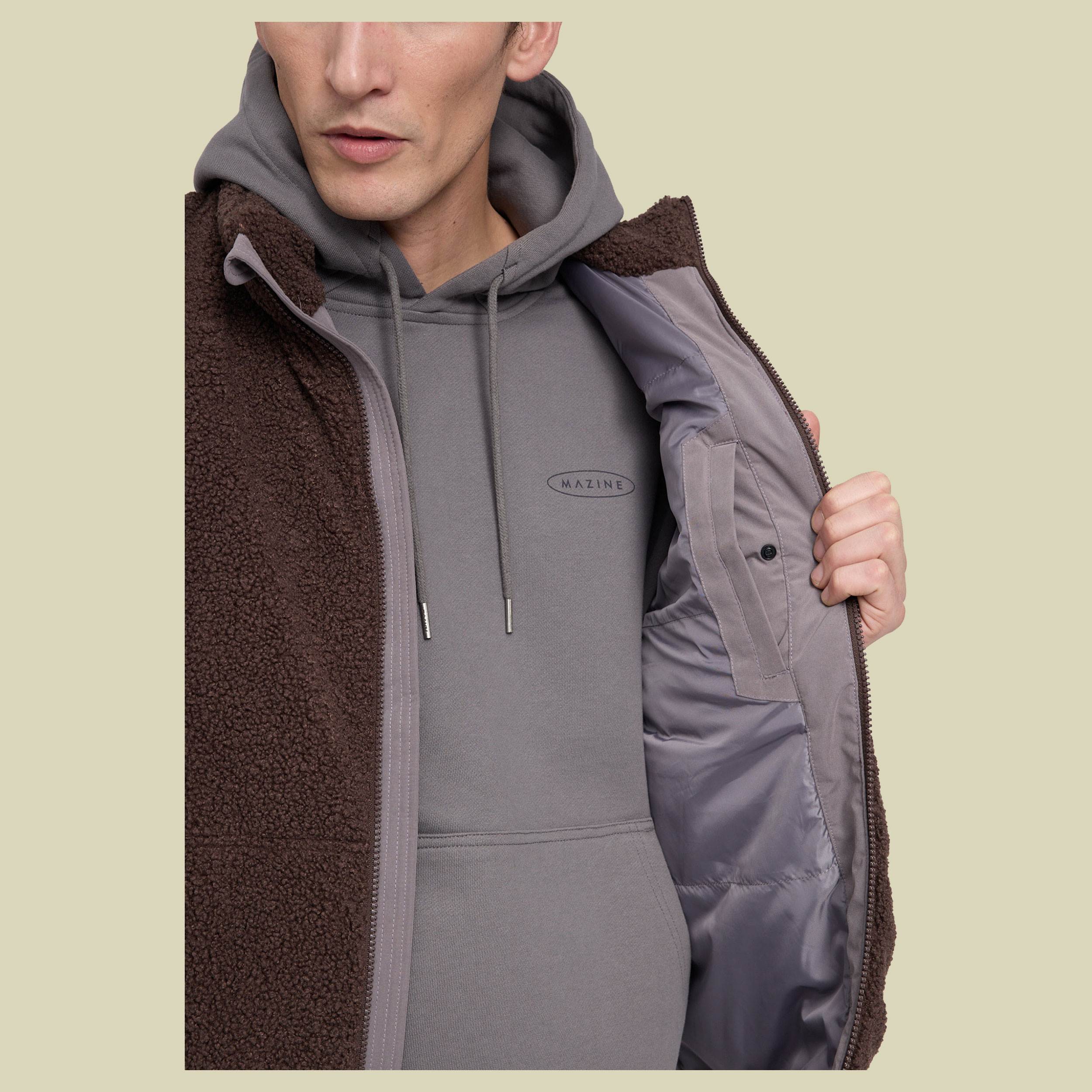 Padded Teddy-Fleece Vest Men XXL braun - chocolate/warm mud