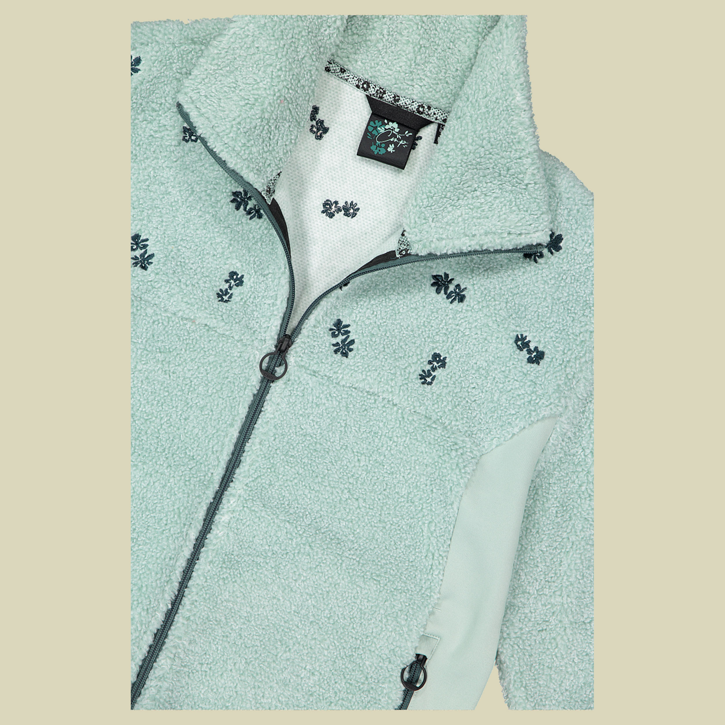 Woman Jacket Teddy Fur 44 grün - Farbe jade melange