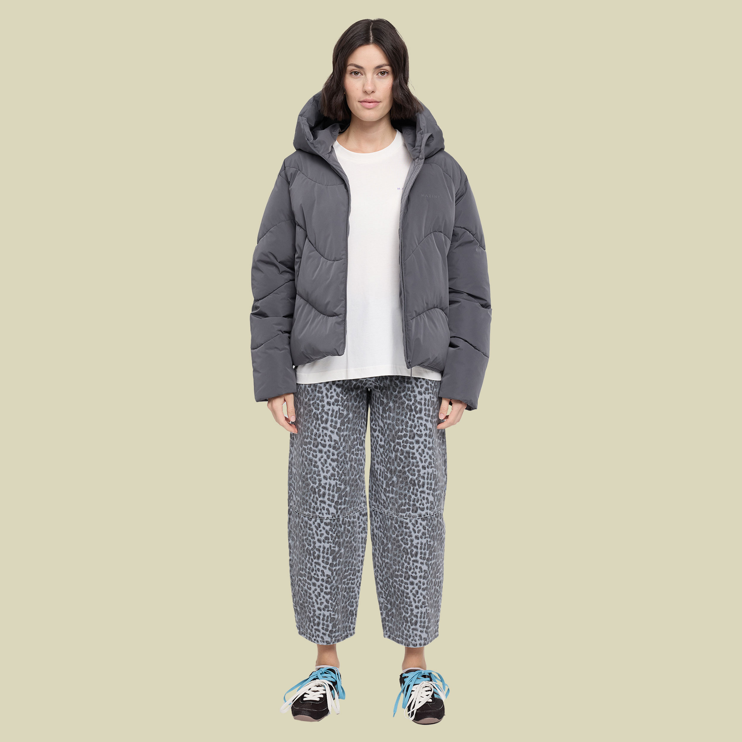 Waves Quilt Short Puffer Jacket Women XS grau - dark grey