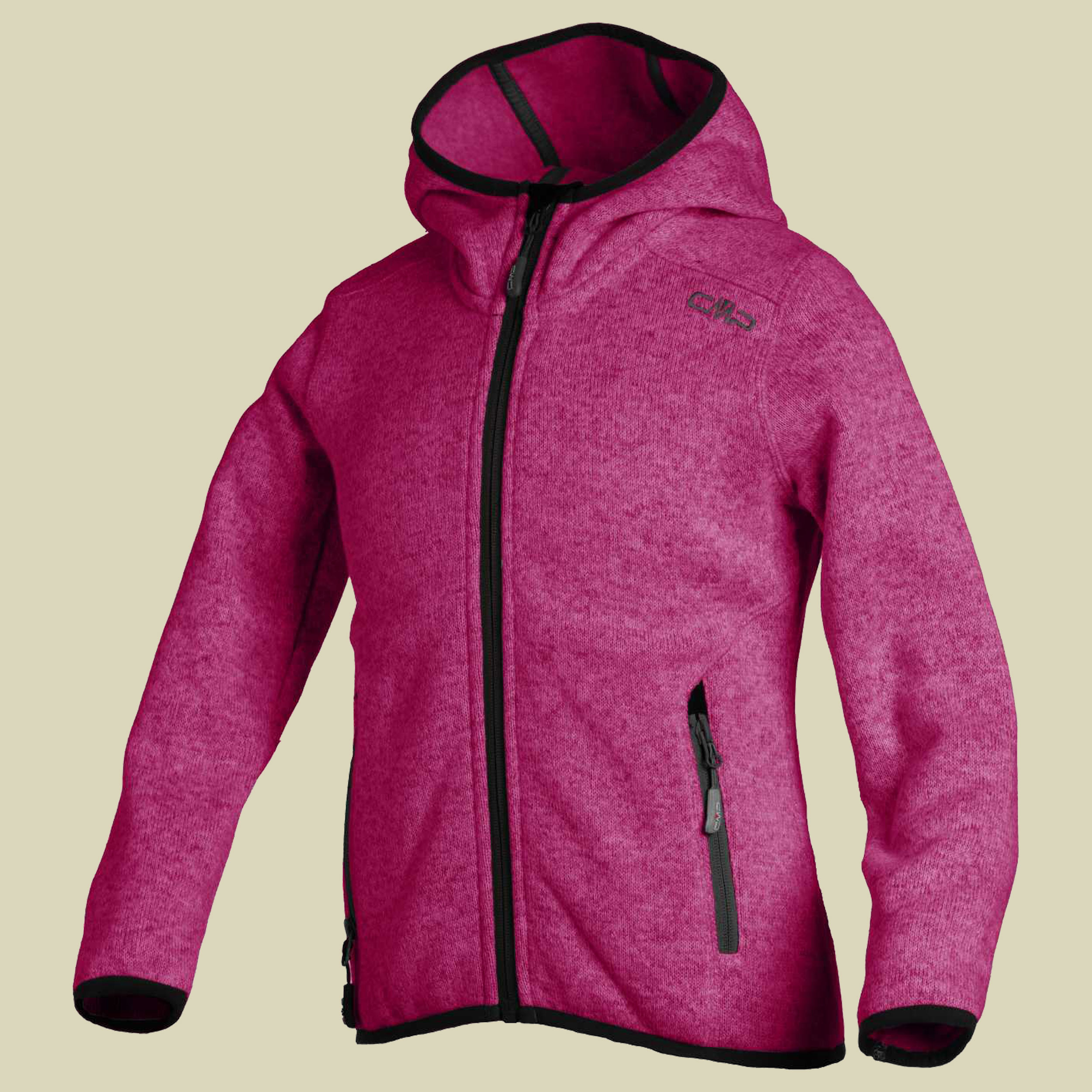 Girl Knitted Fleece Jacket Fix Hood CMP 3H19825 Größe 98 Farbe nero meliert - red fluo - nero