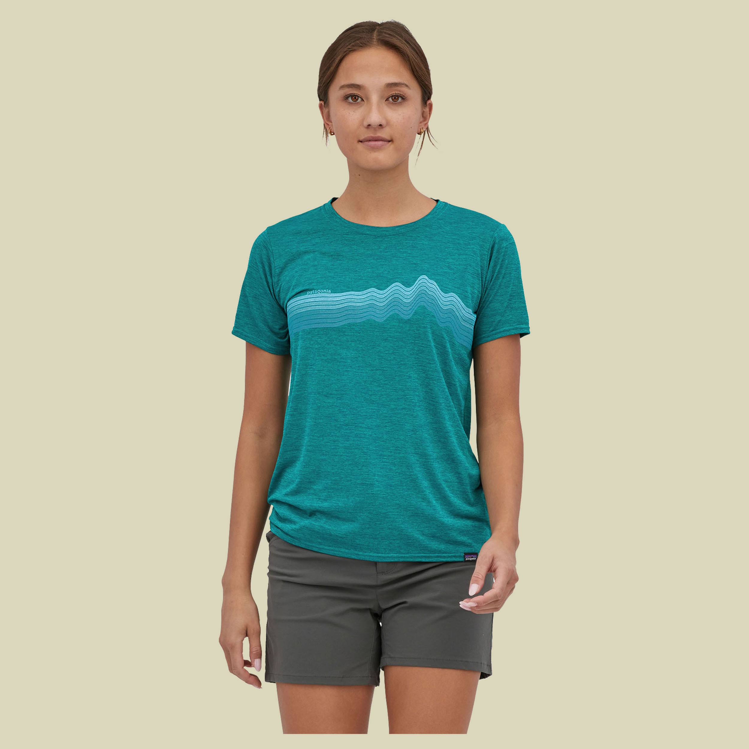 Capilene Cool Daily Graphic Shirt Women Größe M  Farbe Ridge Rise Stripe: borealis green X-Dye