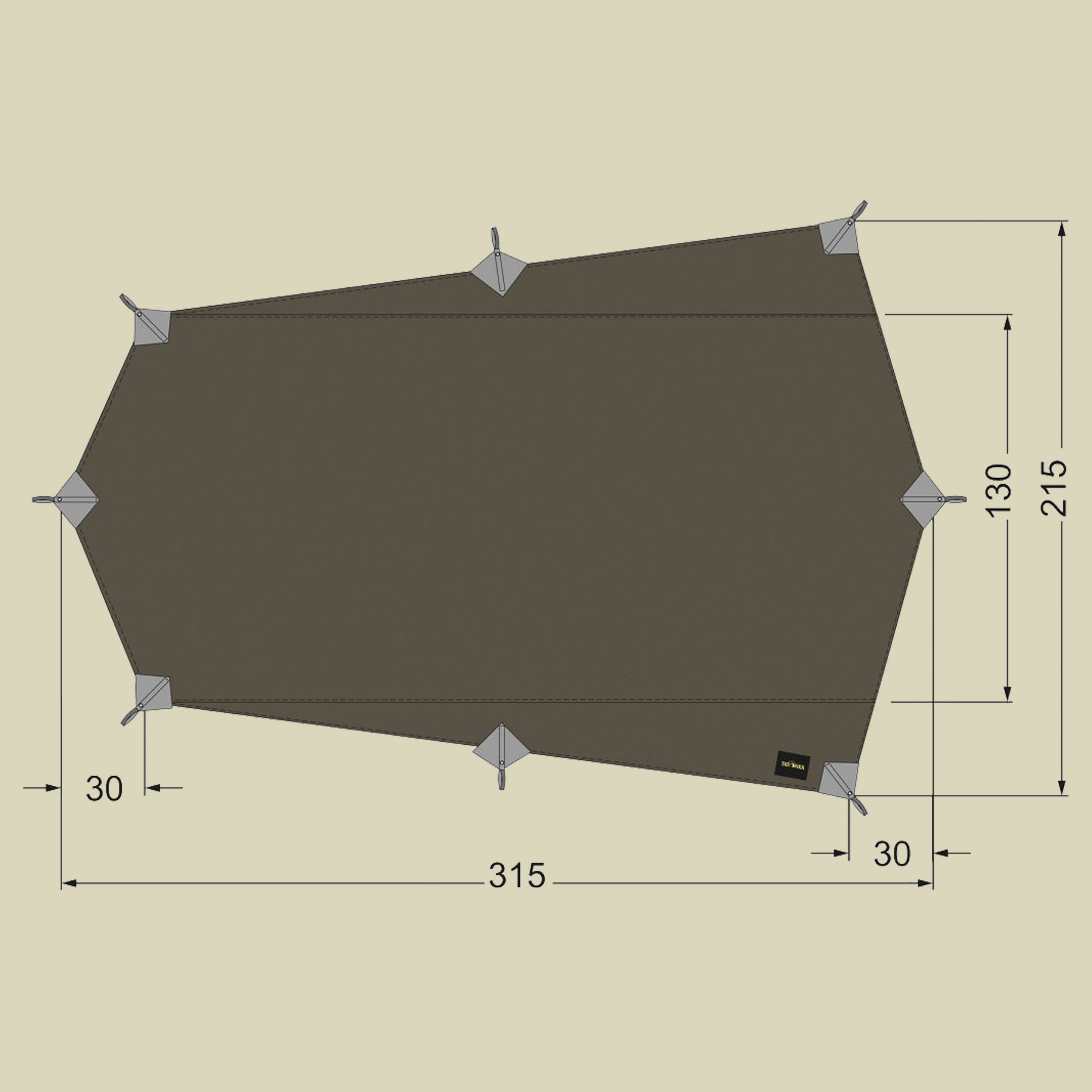 Tarp Wing 2 LT Maße 315 x 215 cm Farbe stone grey olive