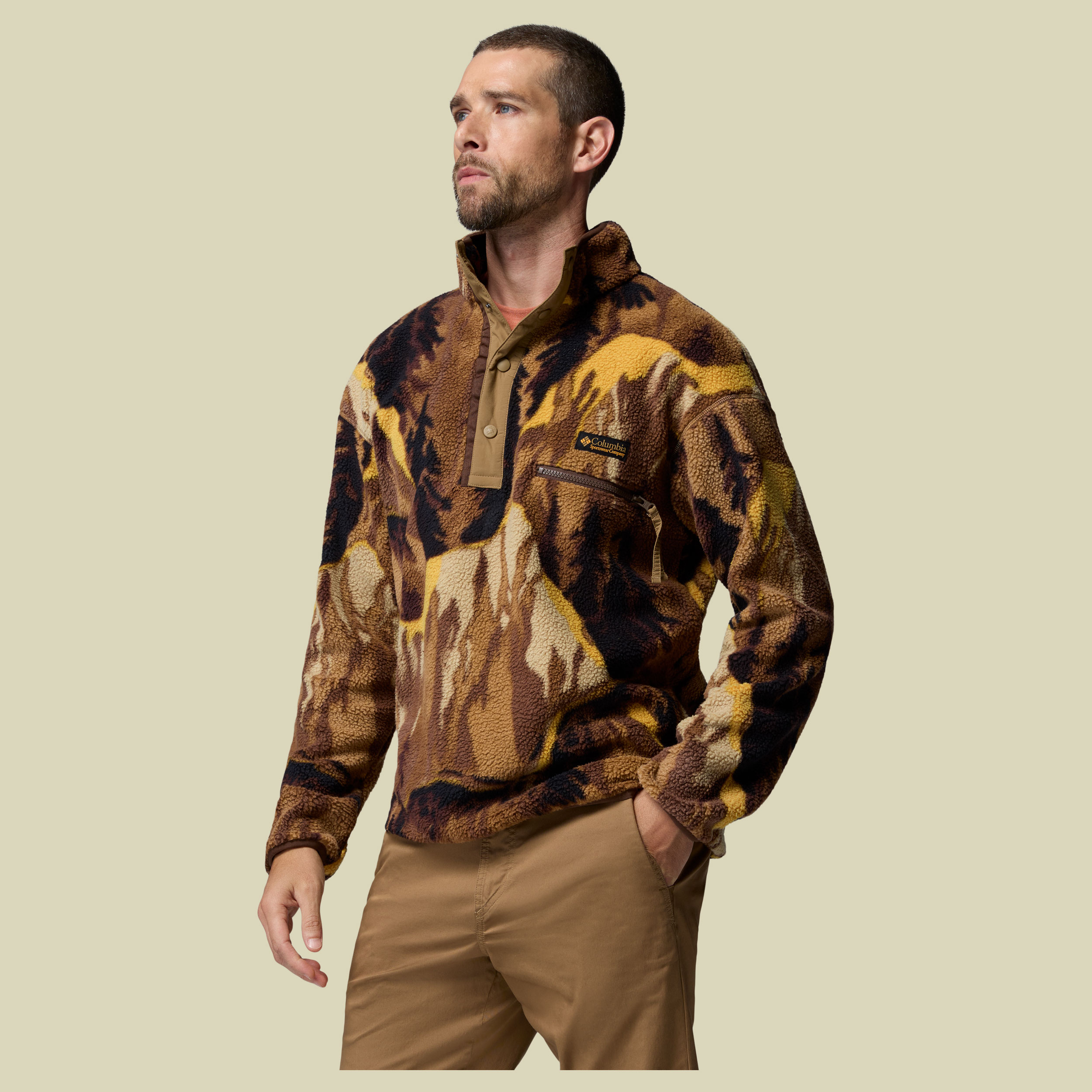 Helvetia II Printed Half Snap Fleece Men XL braun - delta soarin