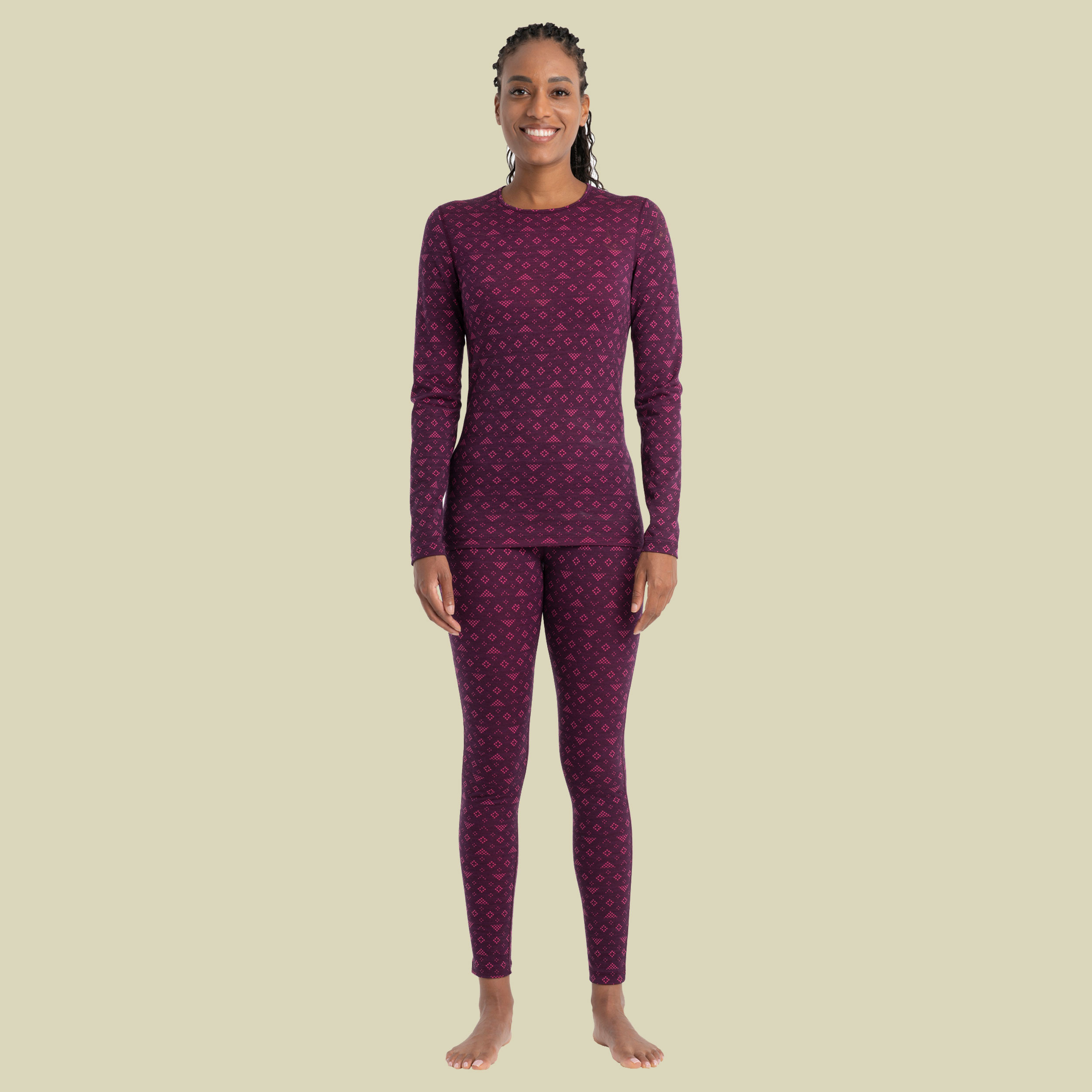 Merino 200 Oasis LS Crewe First Snow Women Größe S Farbe nightshade/tempo/aop
