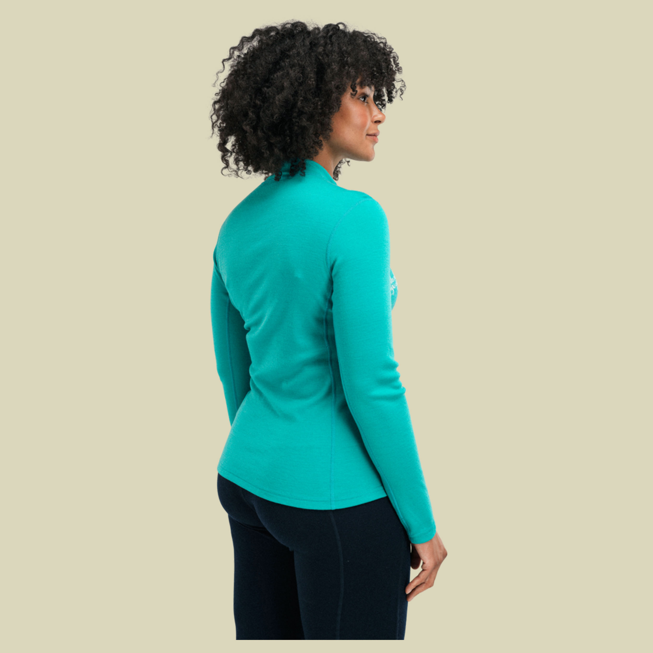 Falkeberg Baselayer Half Zip Women L türkis - Farbe peacock offwhite
