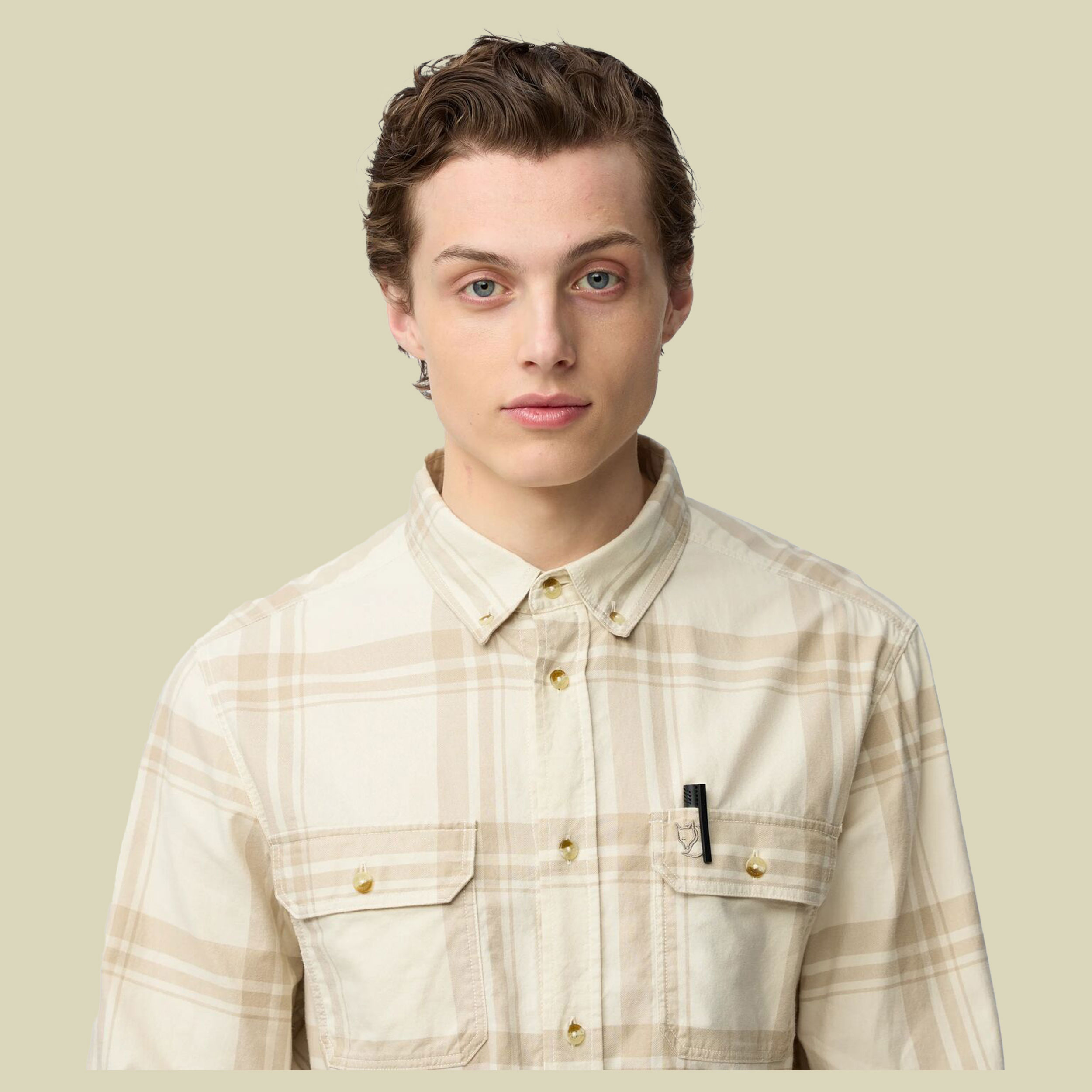 Övik Light Flannel Shirt Men L beige - Farbe chalk white-fossil