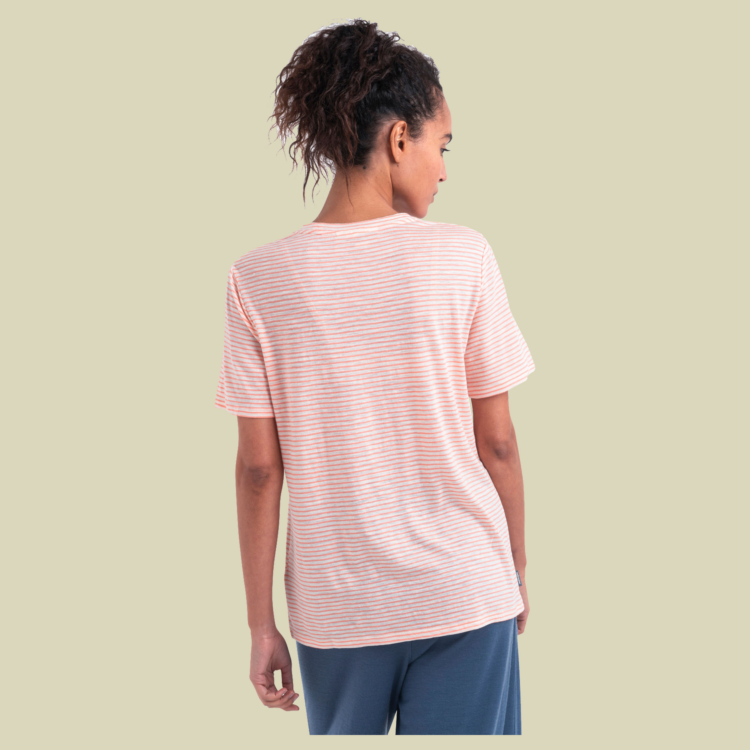 Merino Linen SS Tee Stripe Women M weiß - snow/glow/s