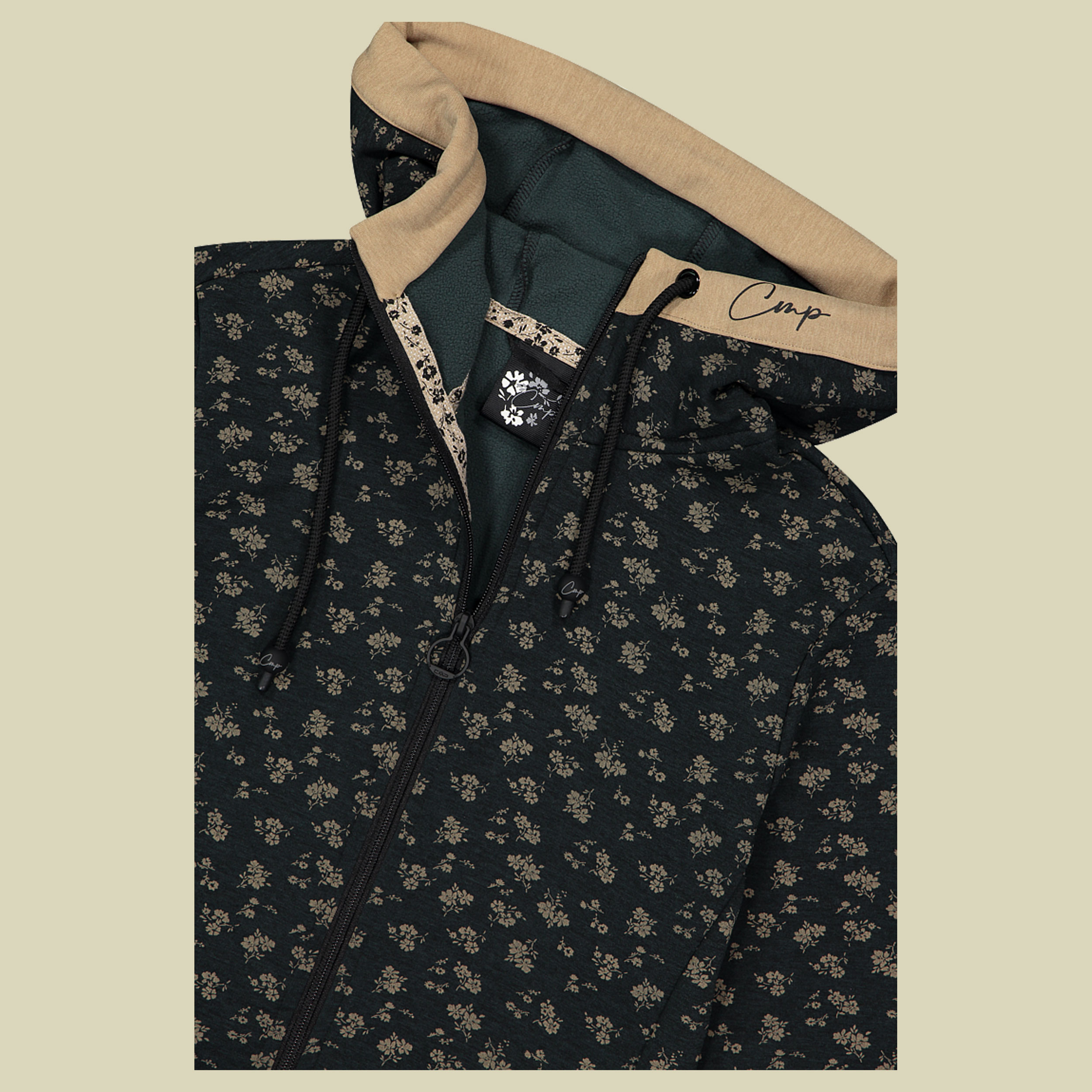 Woman Jacket Fix Hood Printed Stretch Performance 44 mehrfarbig - Farbe nero melange cookie