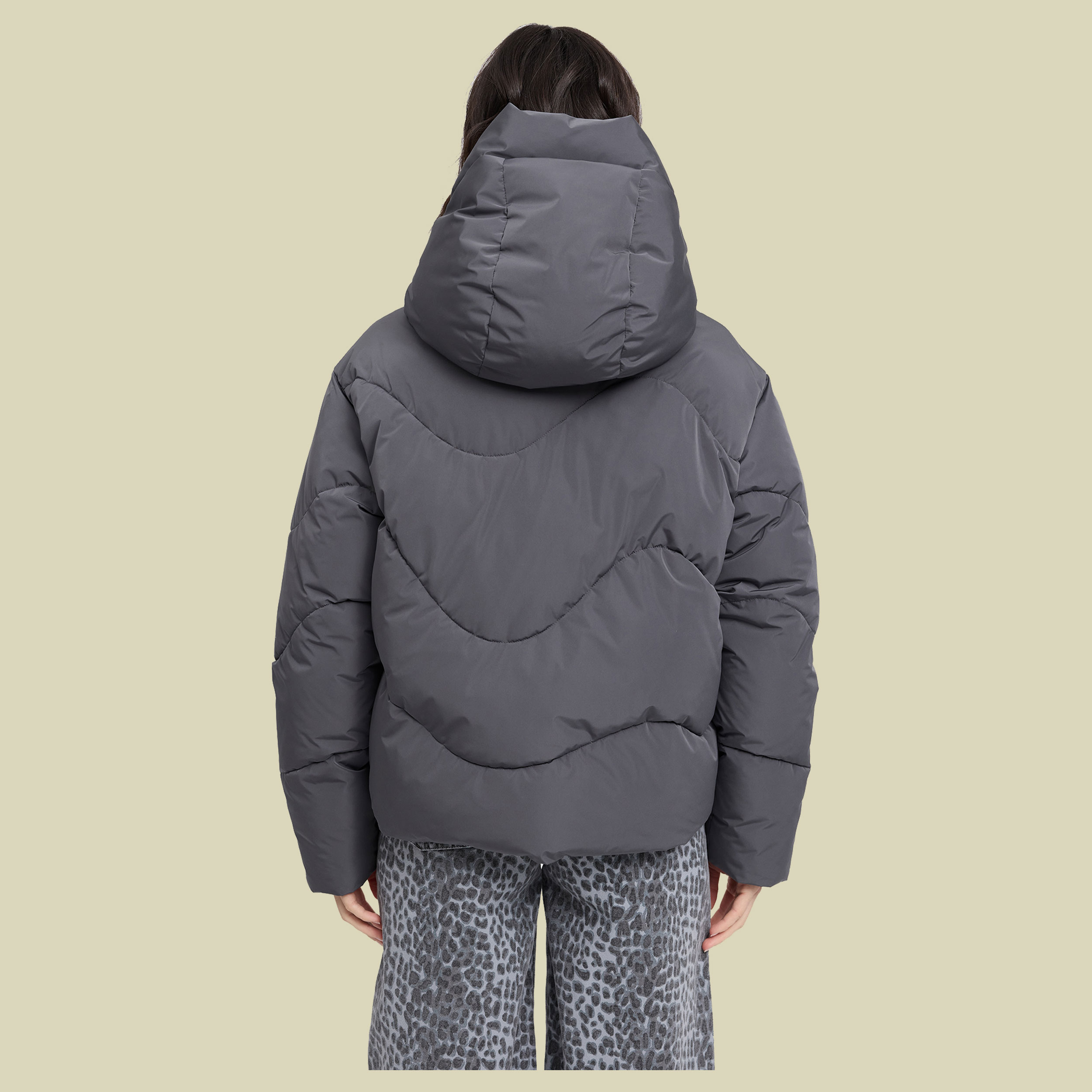 Waves Quilt Short Puffer Jacket Women XS grau - dark grey