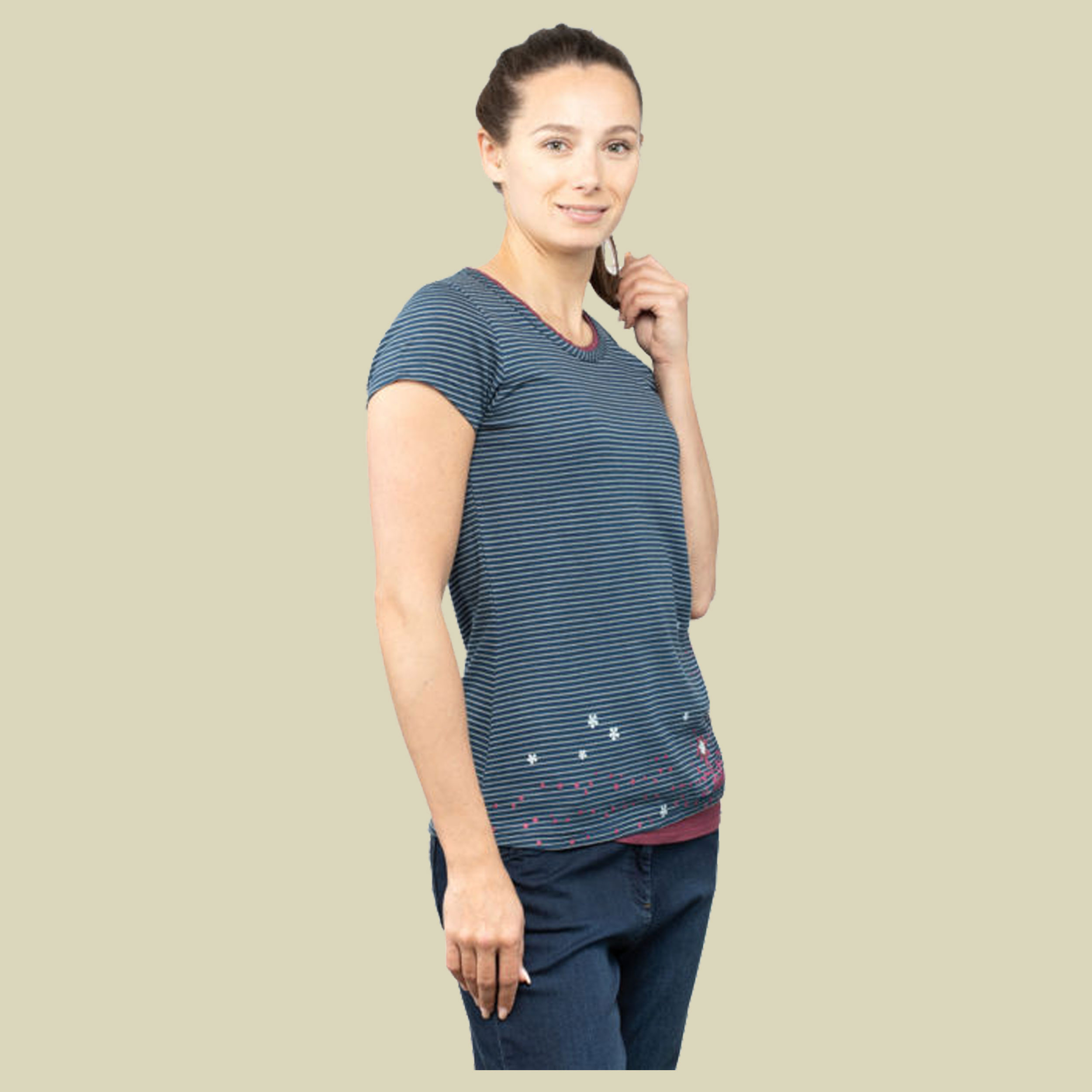 Fancy Little Dot T-Shirt Women Größe 40 Farbe indigo blue striped washed