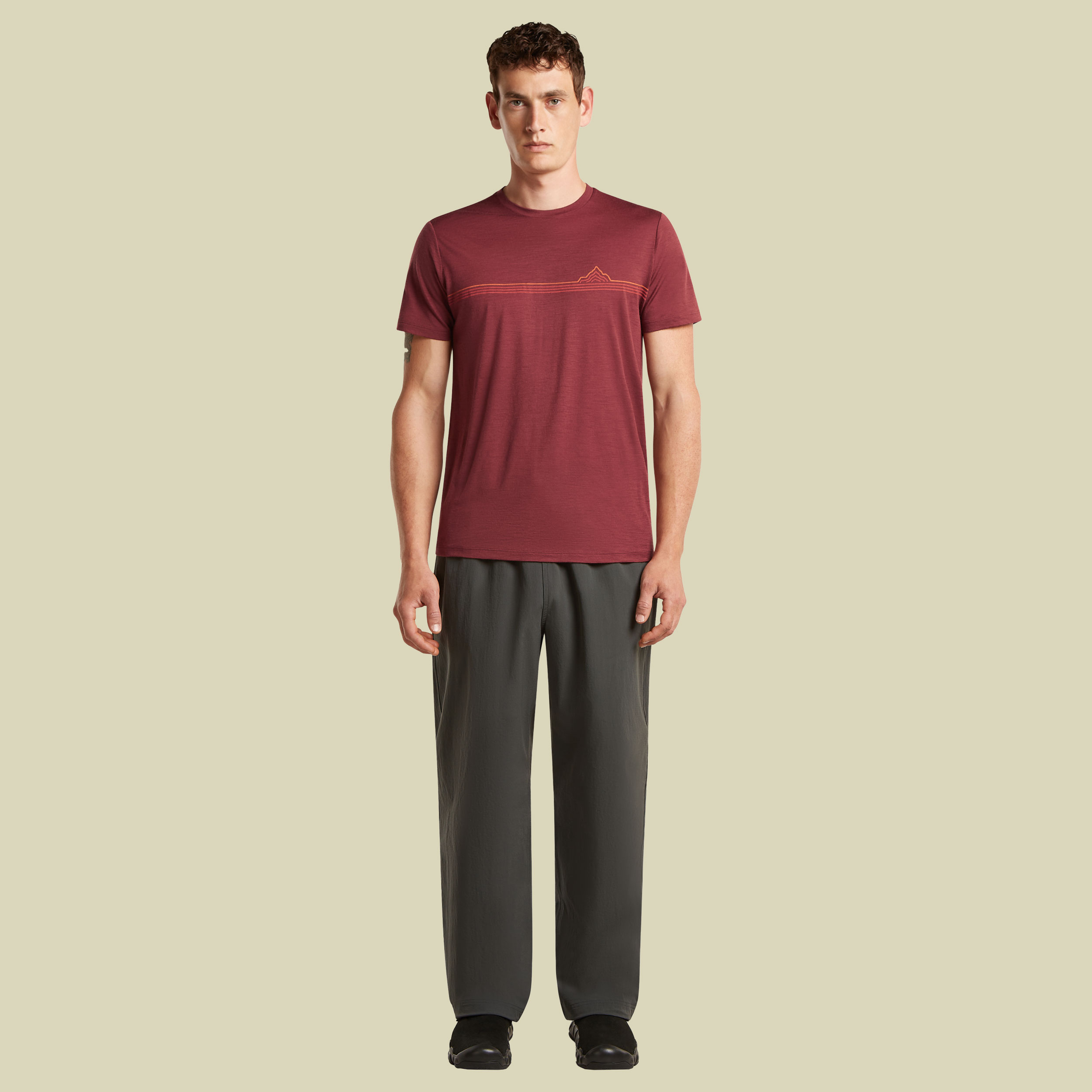 Merino 150 Tech Lite SS Tee Range Stripes Men XXL rot - port