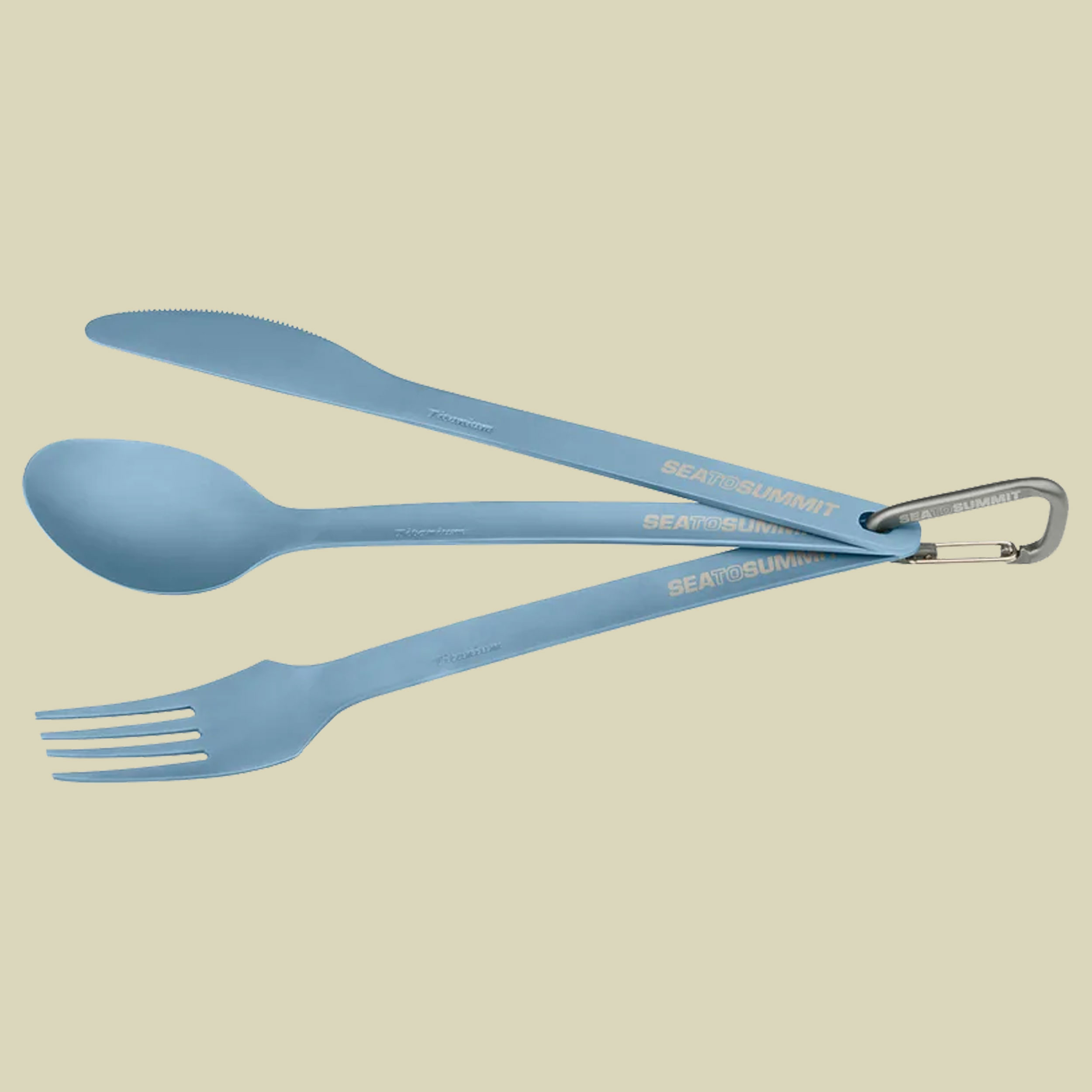 Titanium Cutlery Set (3-teilig) Gabel, Löffel und Messer Farbe blue anodised