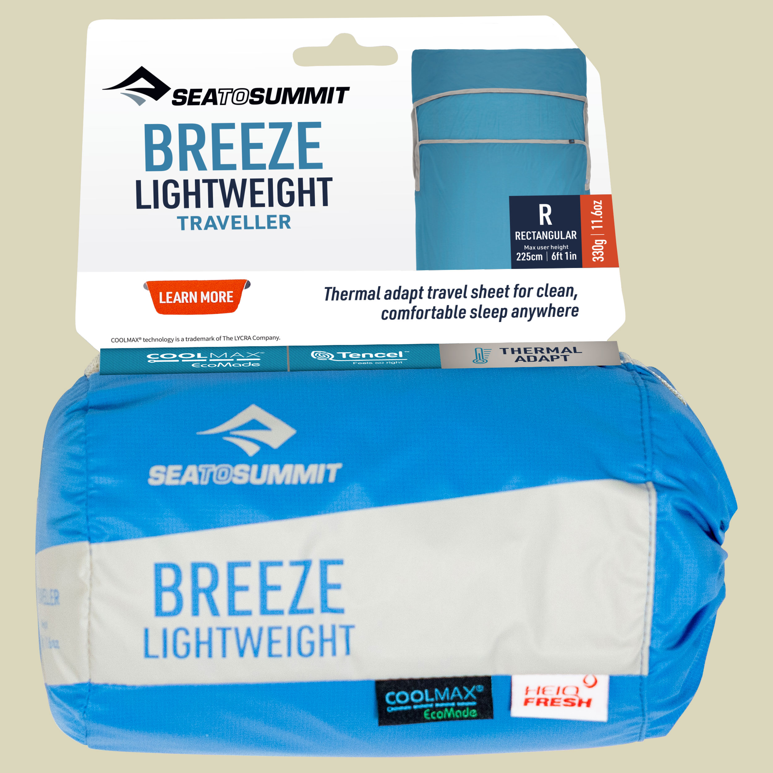 Breeze Lightweight Liner Rectangular w/Pillow sleeve 198 cm blau - Farbe cendre blue