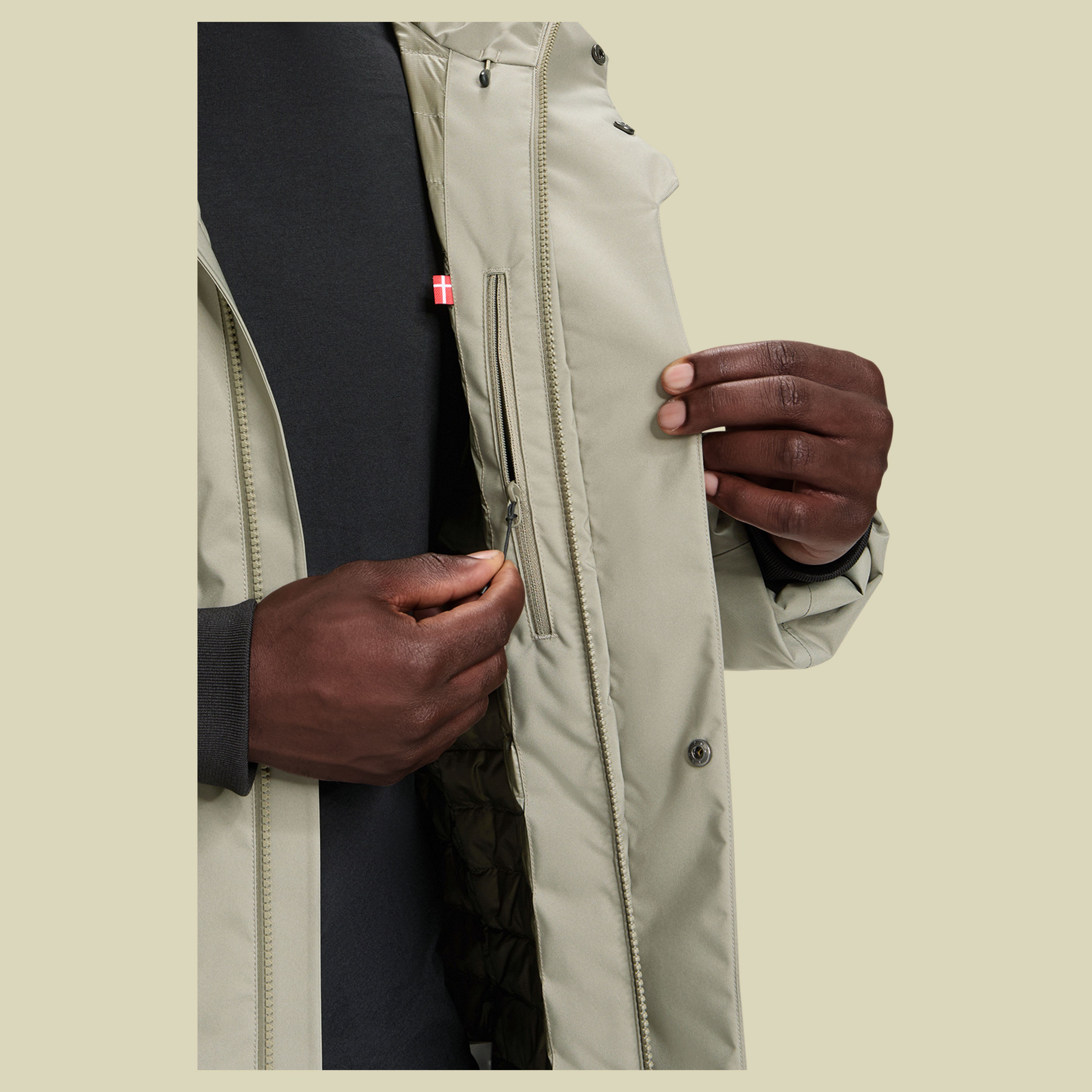 Lauge Harshell Down Jacket Men XL beige - vetiver green