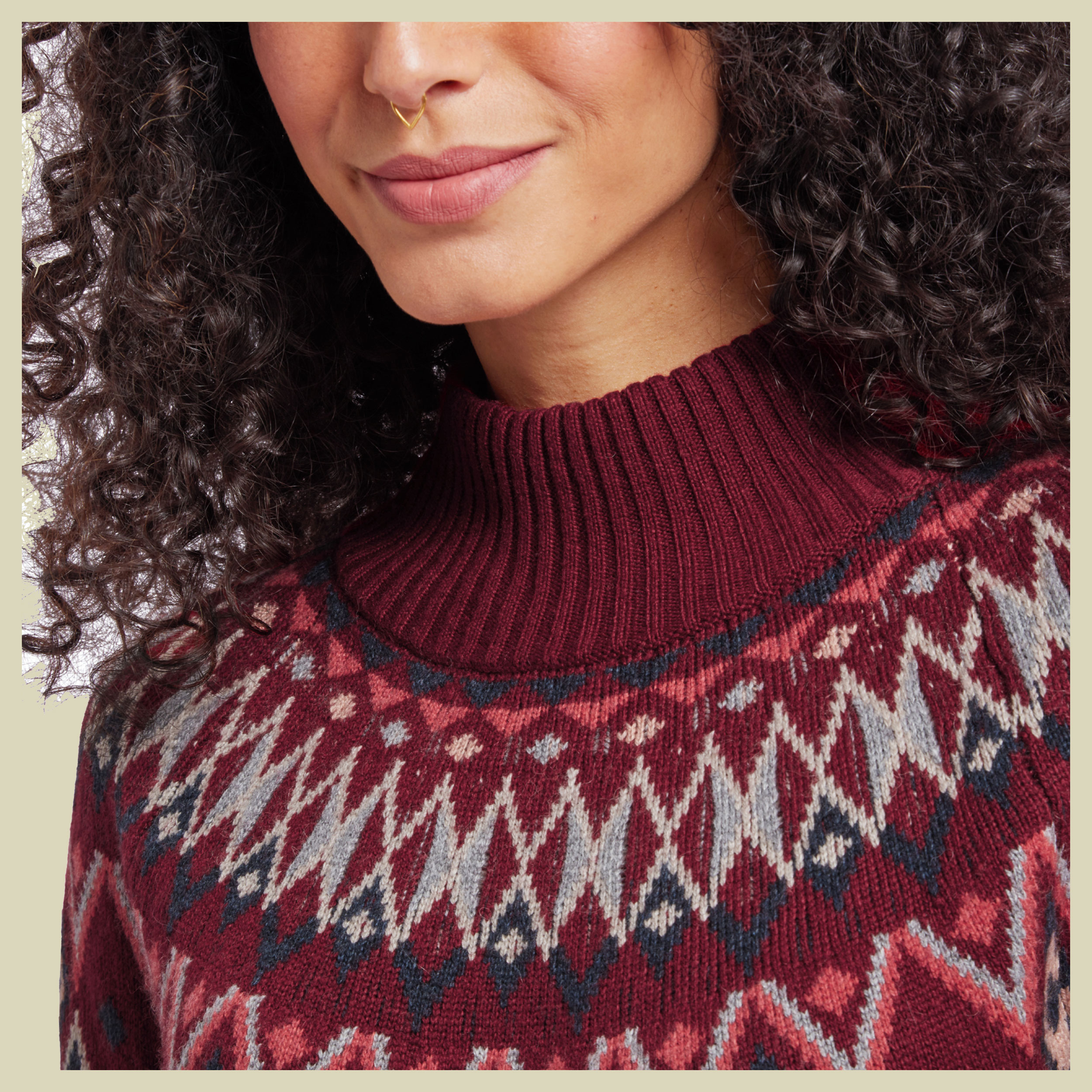 Indu Eco Mock Neck Women Größe XL Farbe beet red