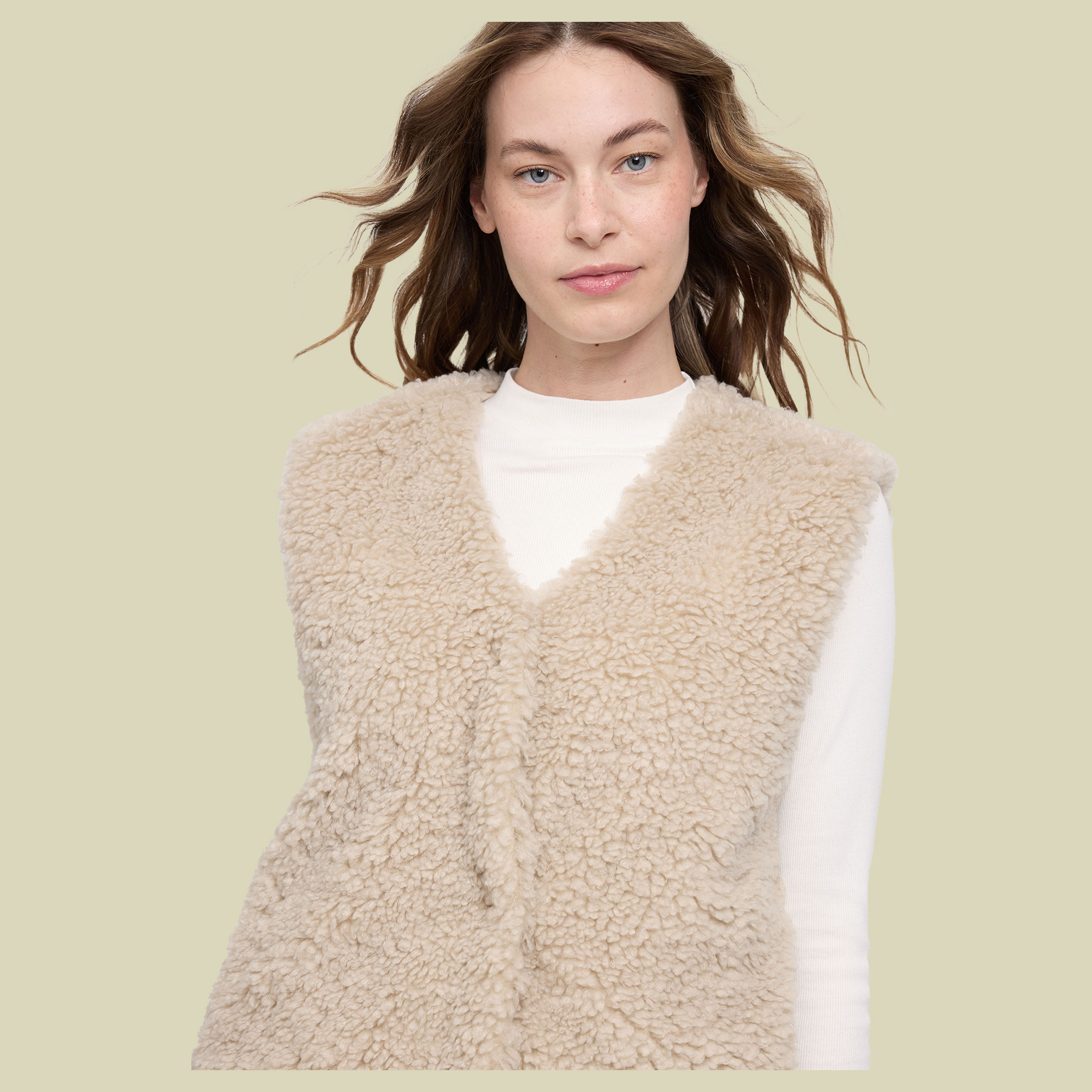 Faux-Fur Vest Women XS beige - natural
