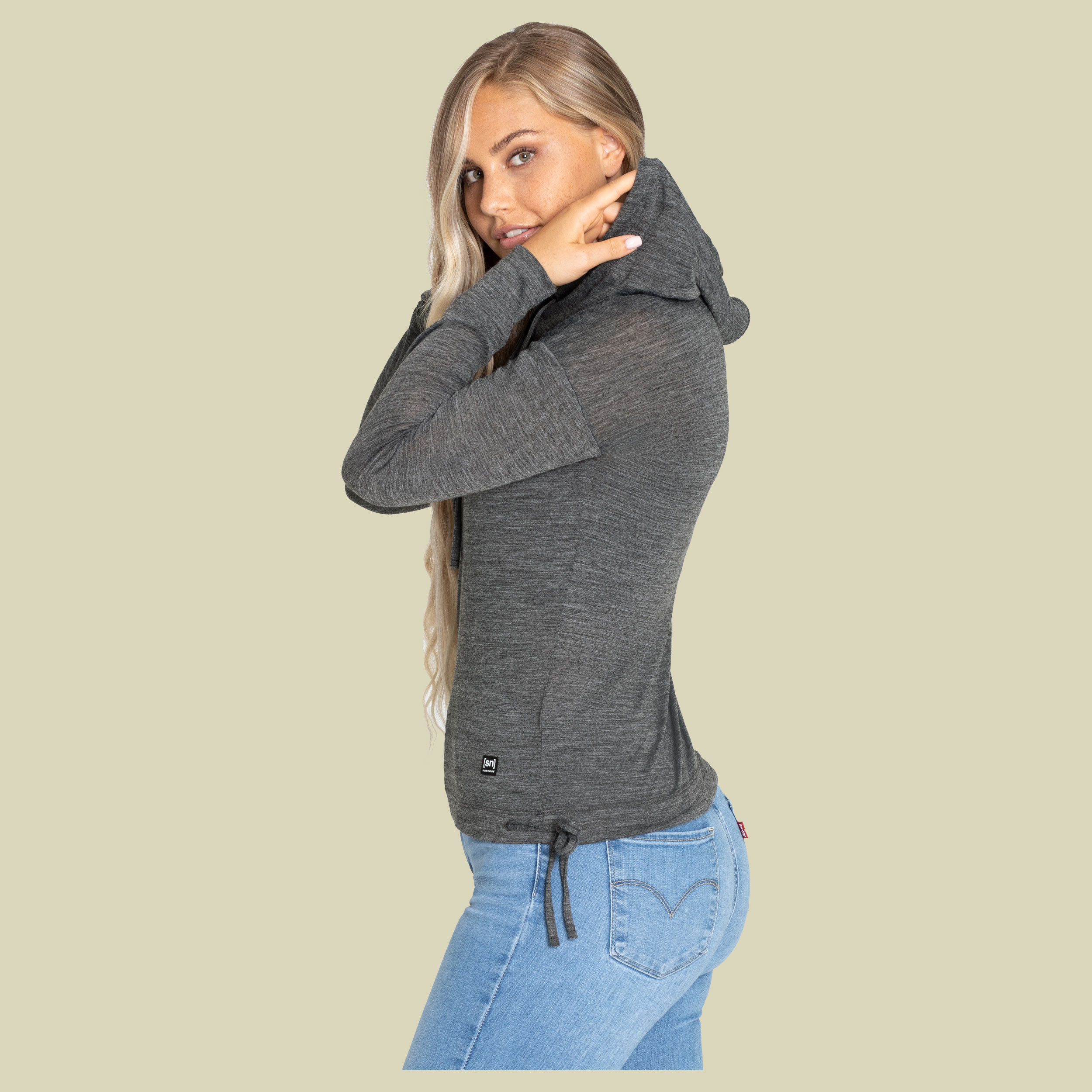 Funnel Hoodie Women Größe S Farbe caviar melange