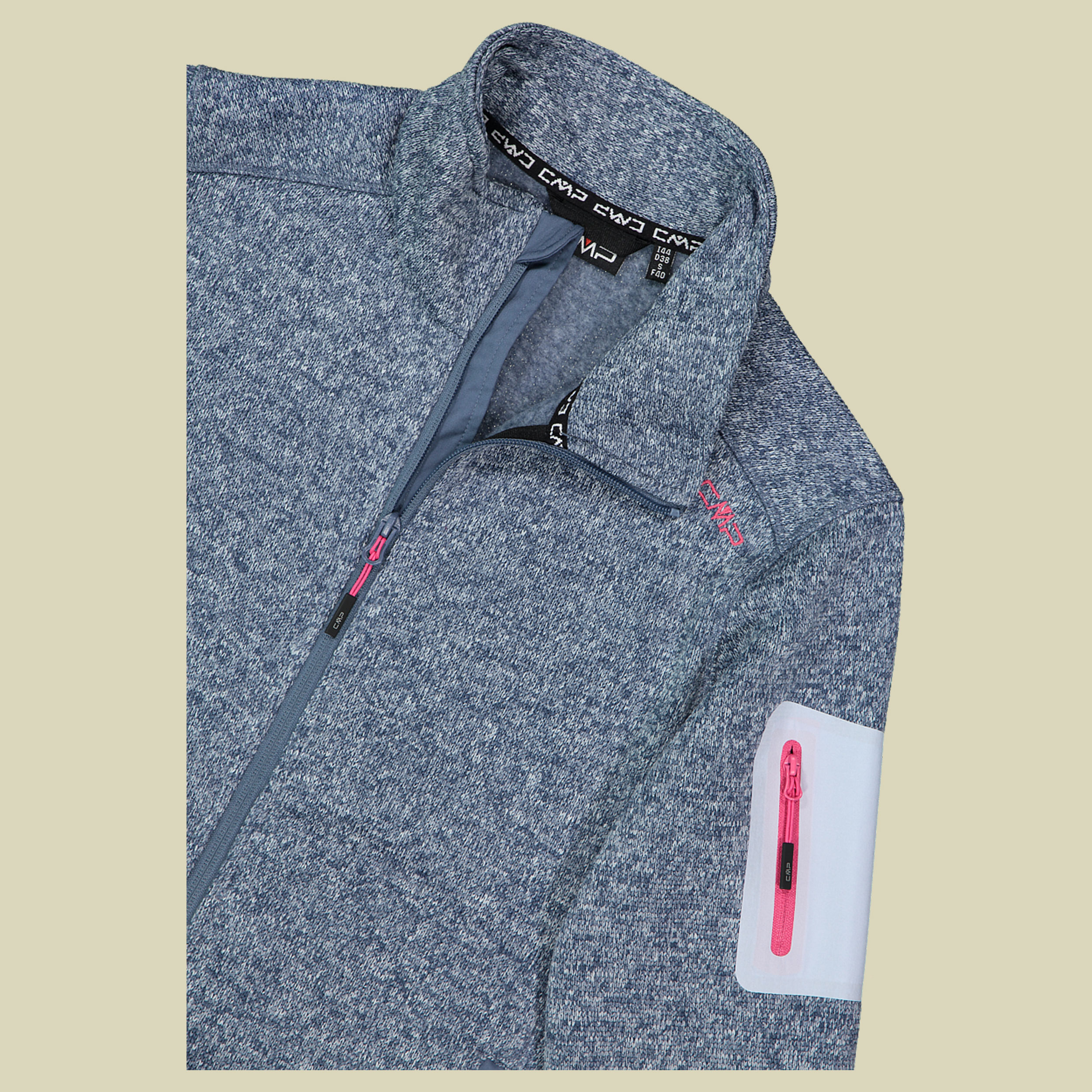 Woman Knitted Melange Fleece Jacket 3H14746 blau 38 - Farbe space-sky blue