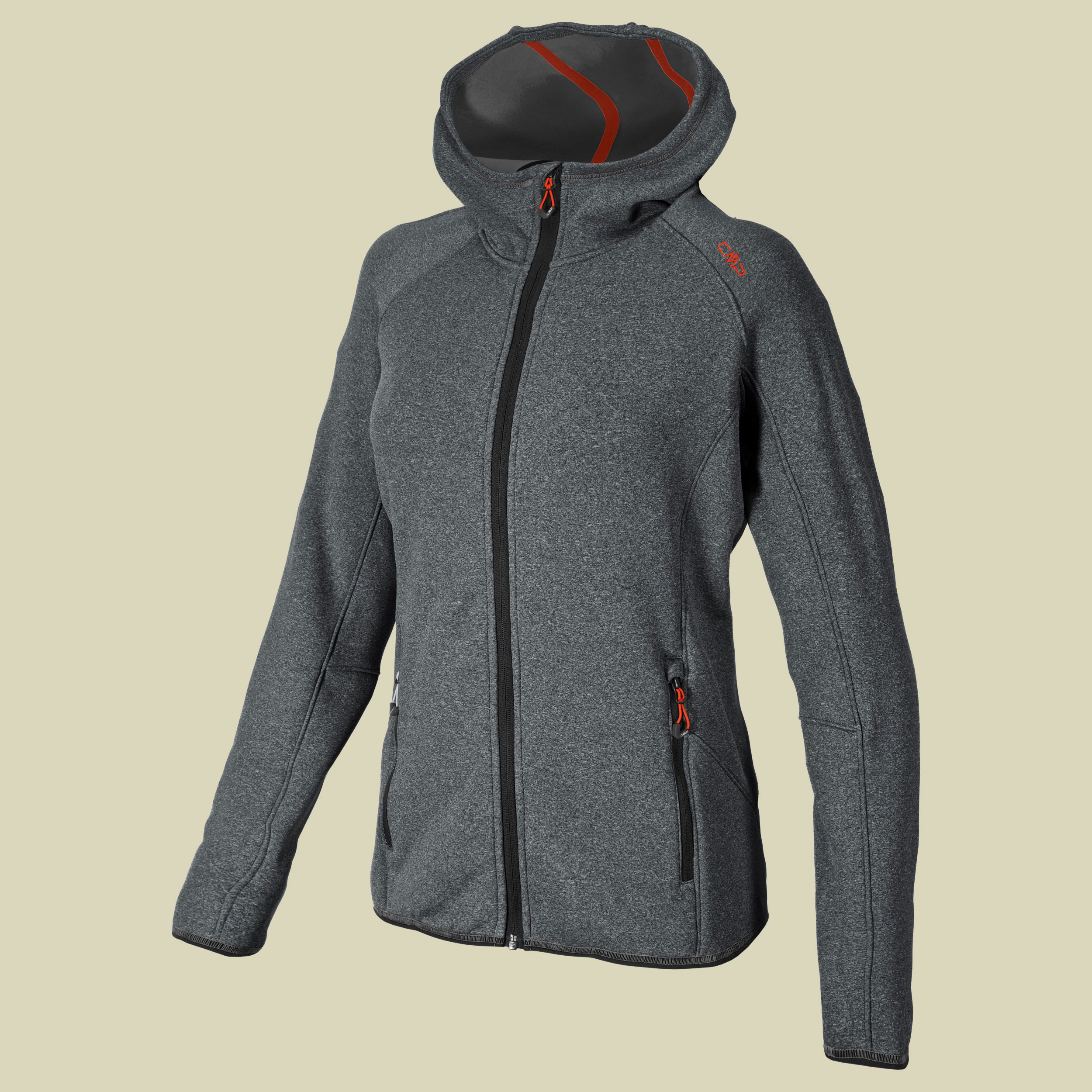 Woman Fleece Jacket Fix Hood 3E60656 Größe 36 Farbe stone/antracite