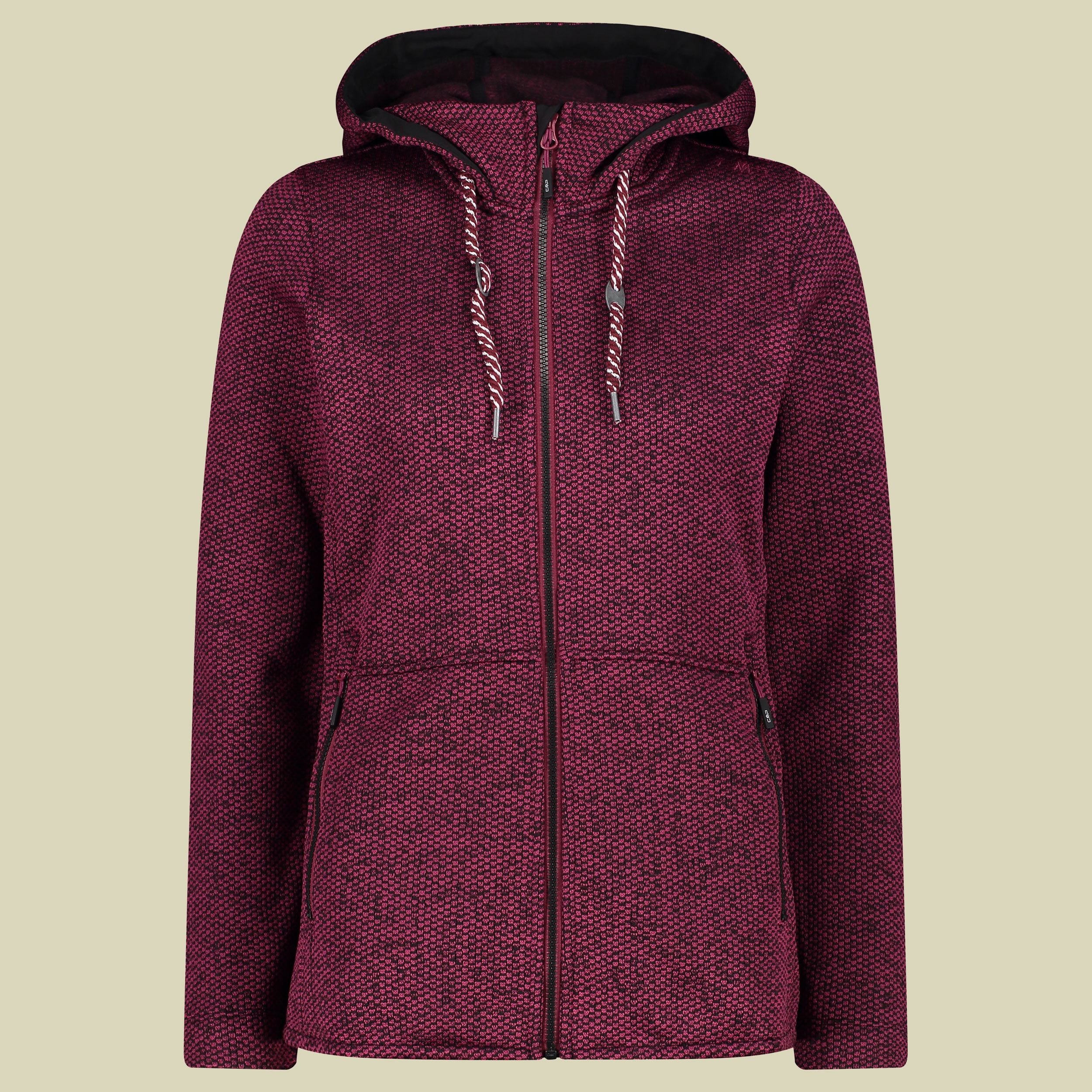 Woman Jacket Fix Hood Knitted Jacquard 32H2066 Größe 40 Farbe 17CM amaranto-nero