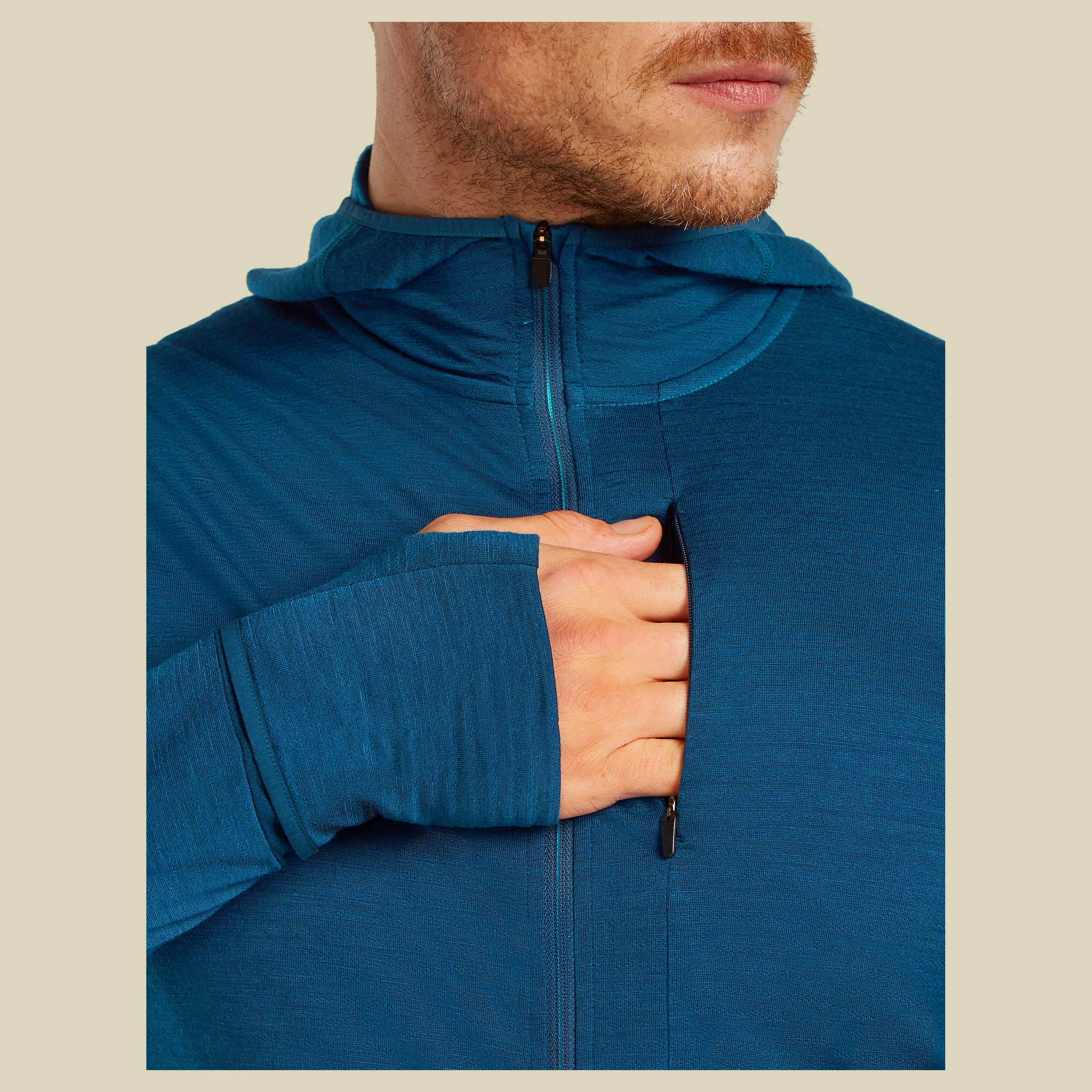 Merino 200 Realfleece Descender LS Zip Hoodie Men XL blau - atlantis/arctic