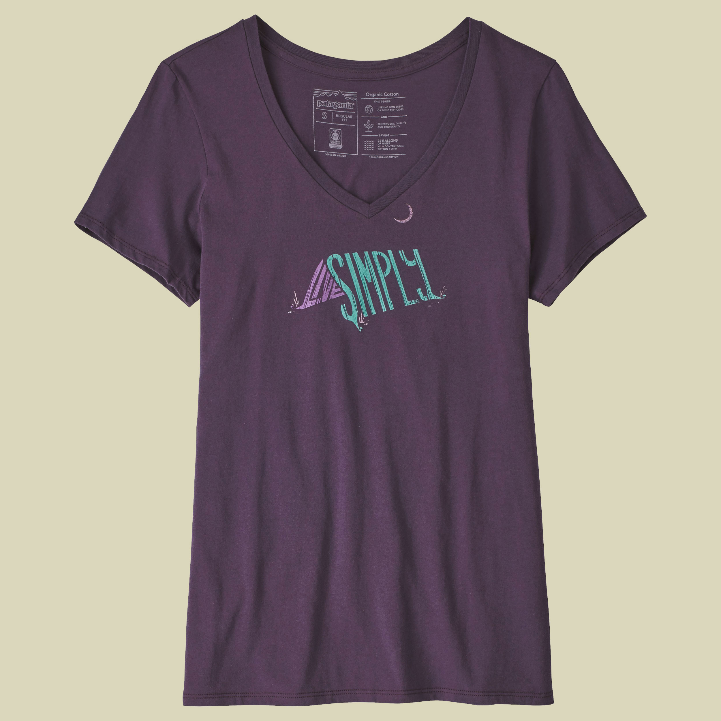 Live Simply Sleeping Out Organic V-Neck T-Shirt Women Größe S Farbe piton purple