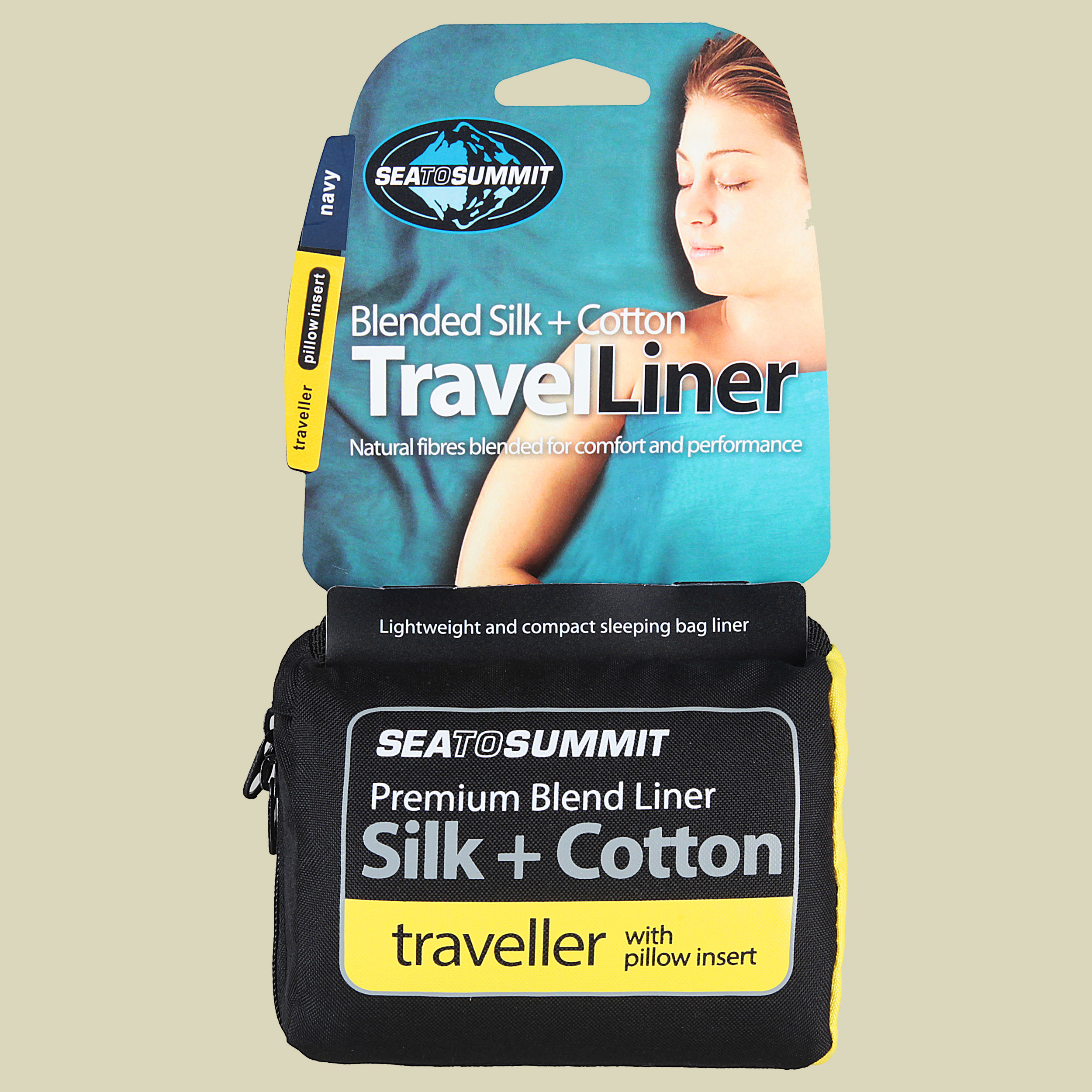 Silk + Cotton Travel Liner Traveller (with Pillow Insert) Maße 225 x 92 cm farbe: navy blue