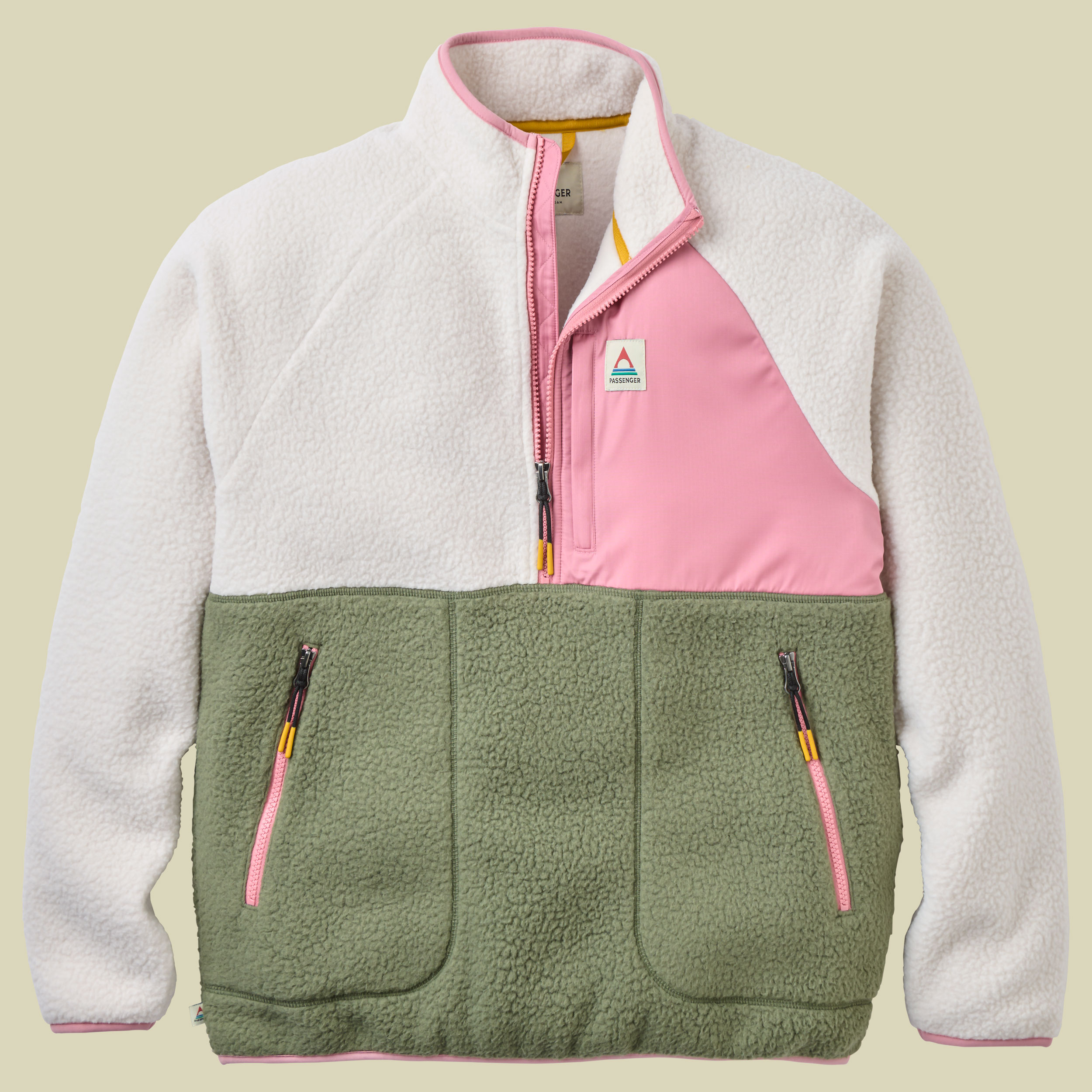 Home Sherpa Fleece Women L dusty olive/white sand