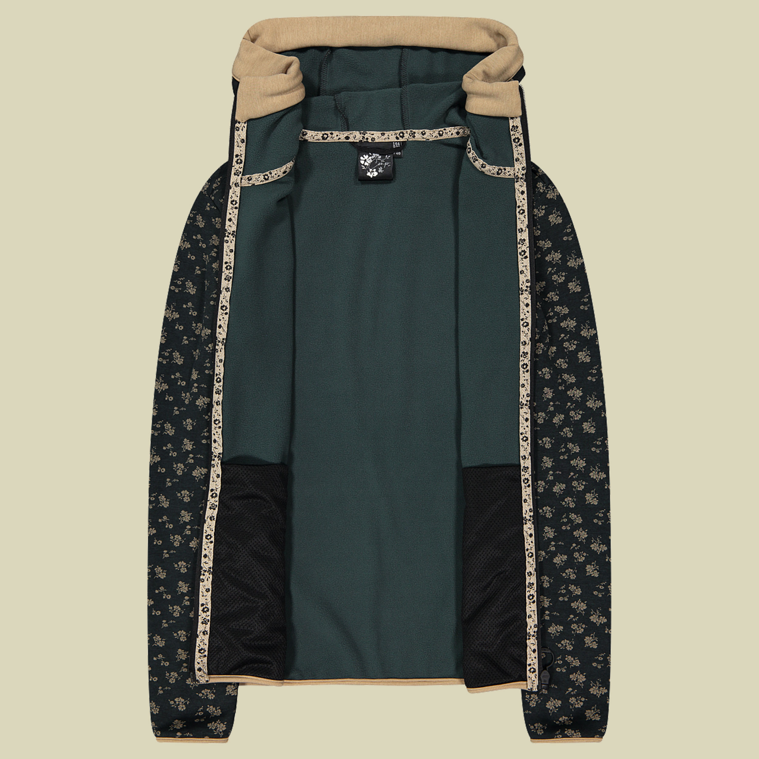 Woman Jacket Fix Hood Printed Stretch Performance 44 mehrfarbig - Farbe nero melange cookie