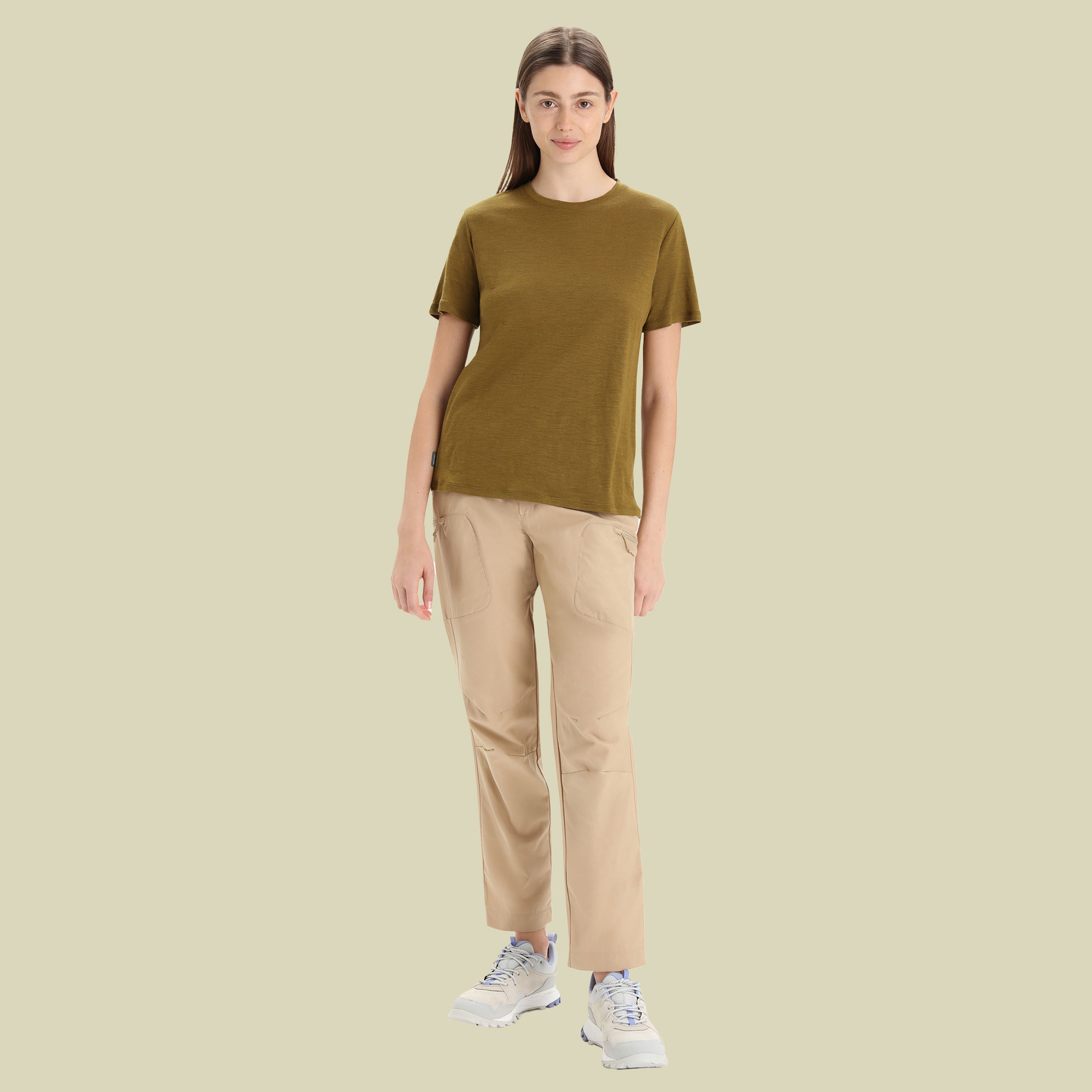 Merino Linen SS Tee Women Größe XS Farbe algae