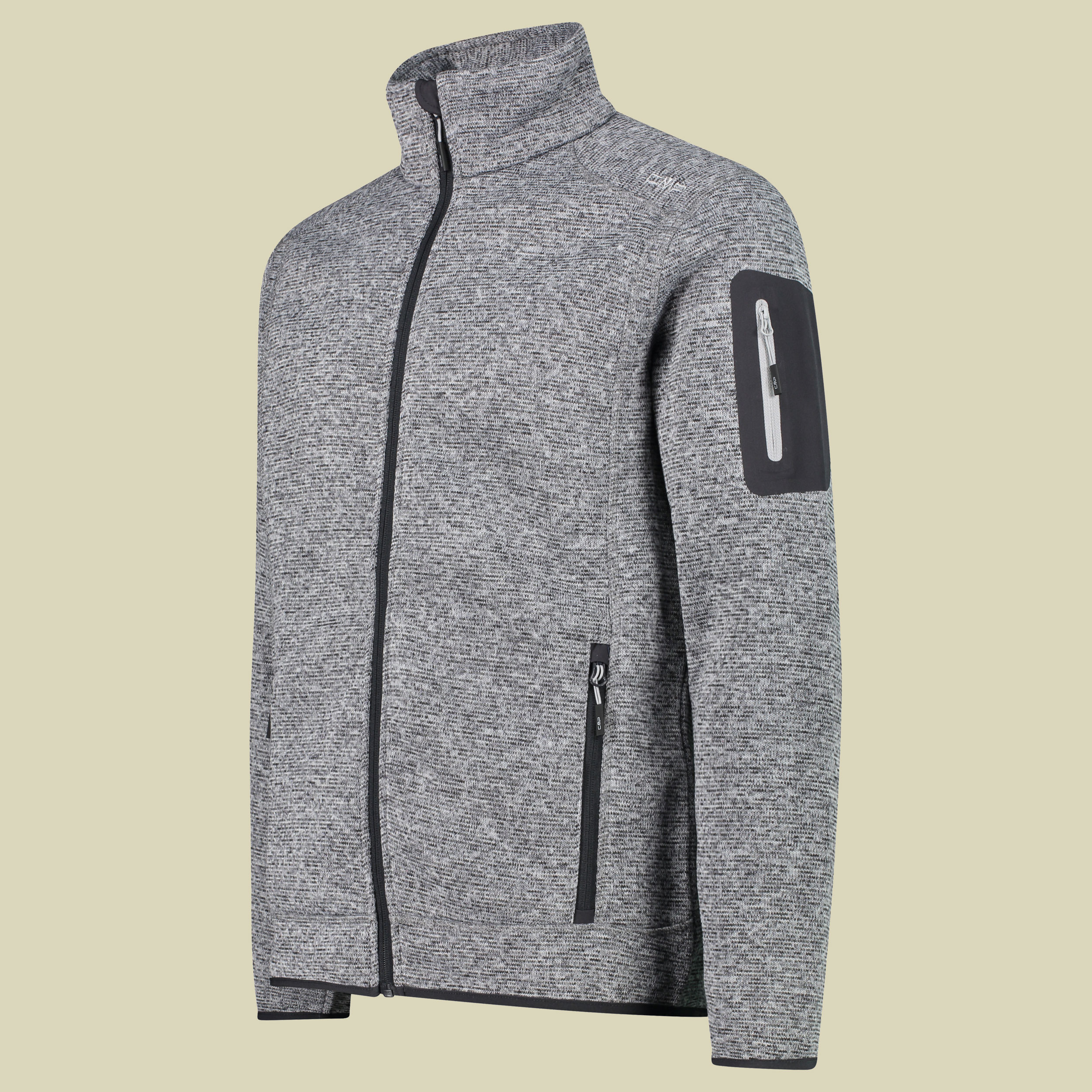 Man Knitted Fleece Jacket CMP 3H60747N Größe 54 Farbe 31ZH ice-titanio-nero