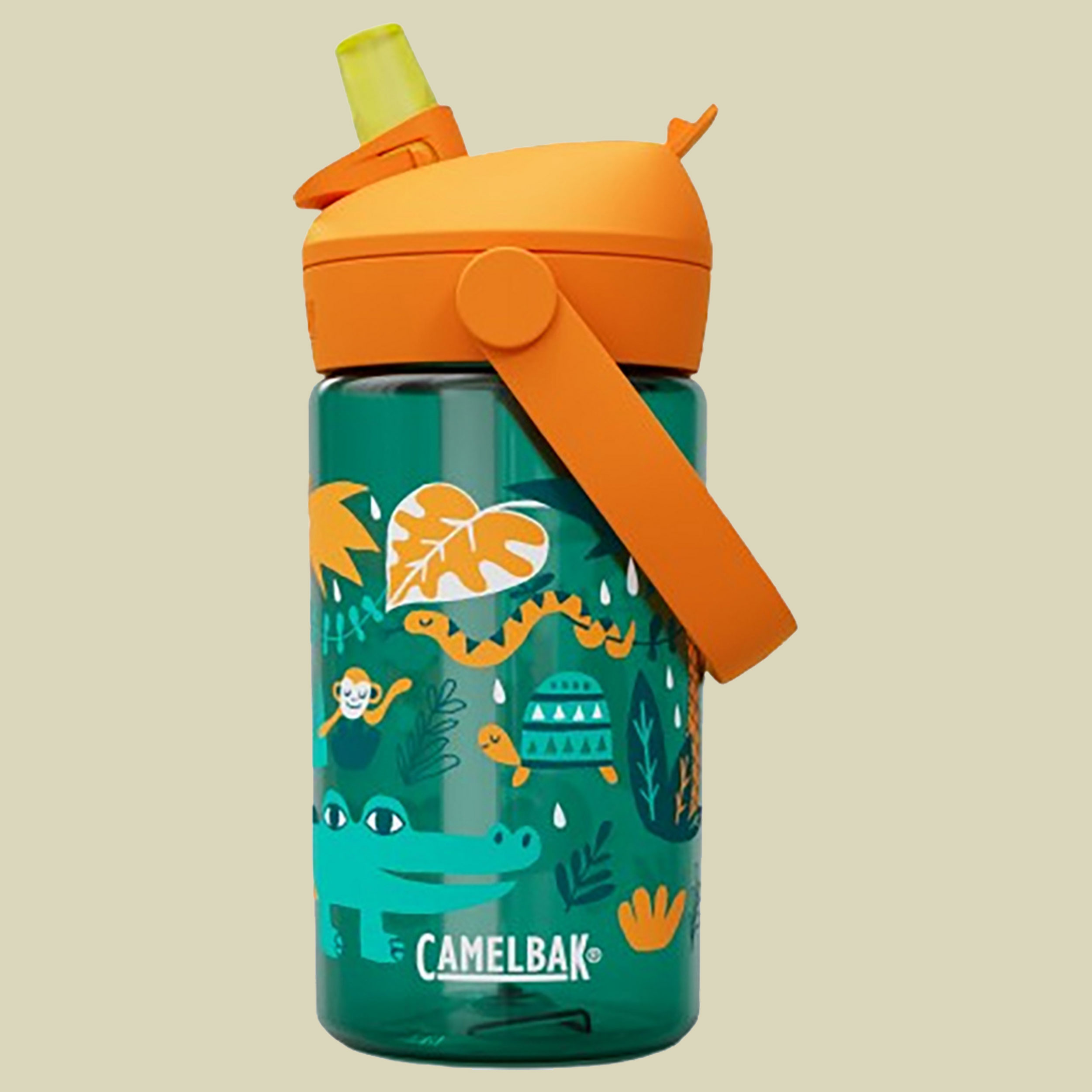 Thrive Flip Straw Kids 0,4 L orange - jungle animals