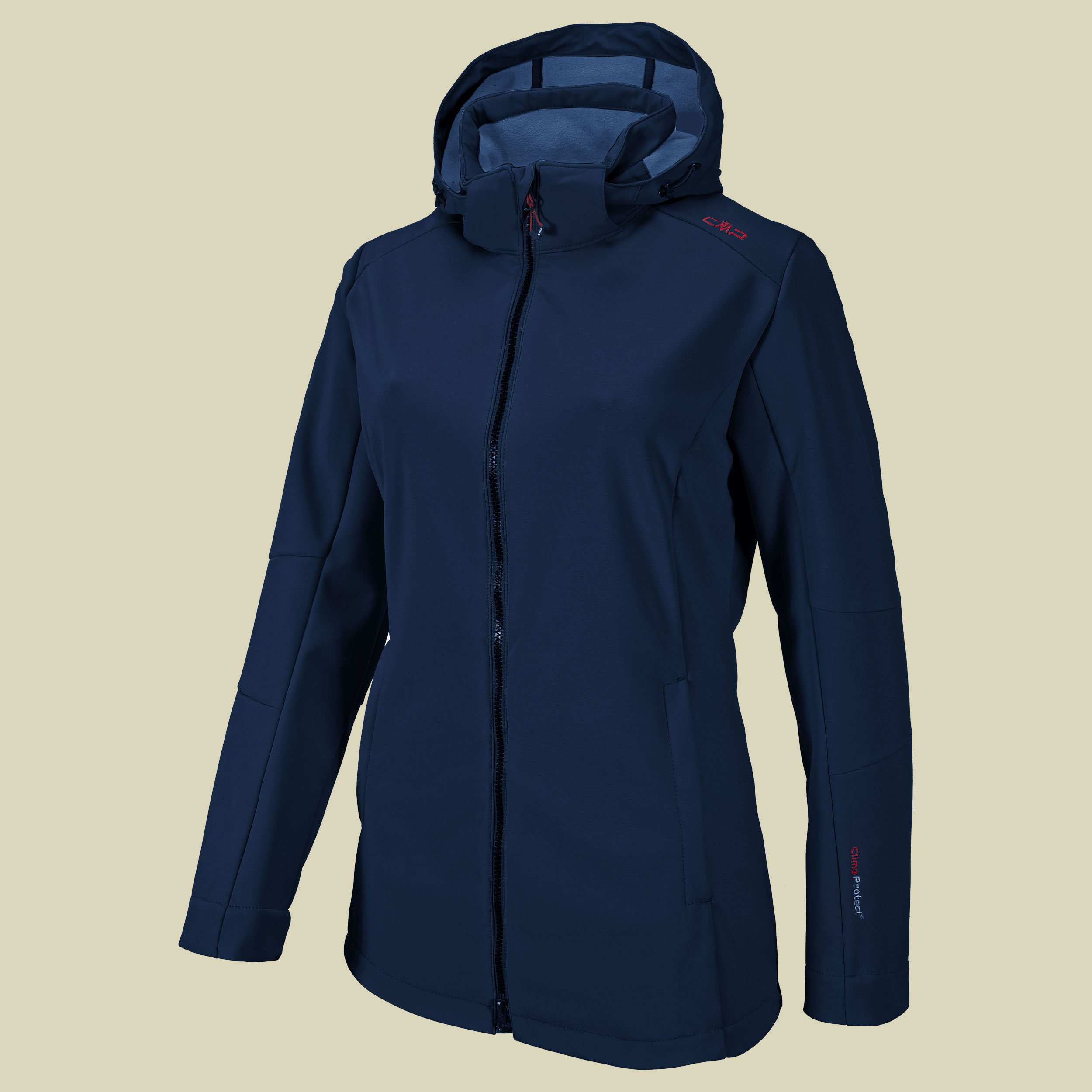 Woman Softshell Long Jacket Zip Hood CMP 3A22226 Größe 36 Farbe anthracite - scarlet