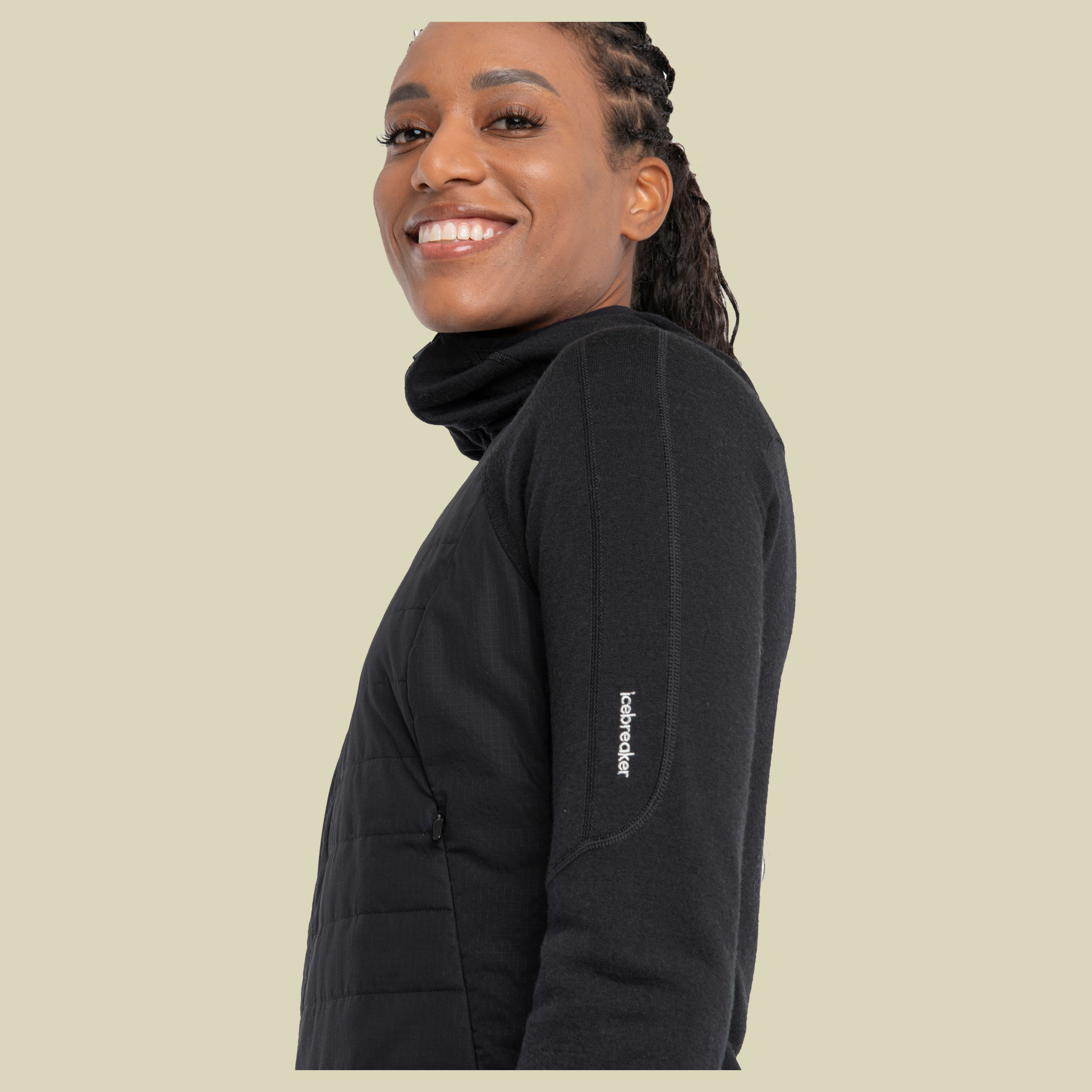 Merino Quantum Hybrid LS Zip Hoodie Women Größe XL Farbe black