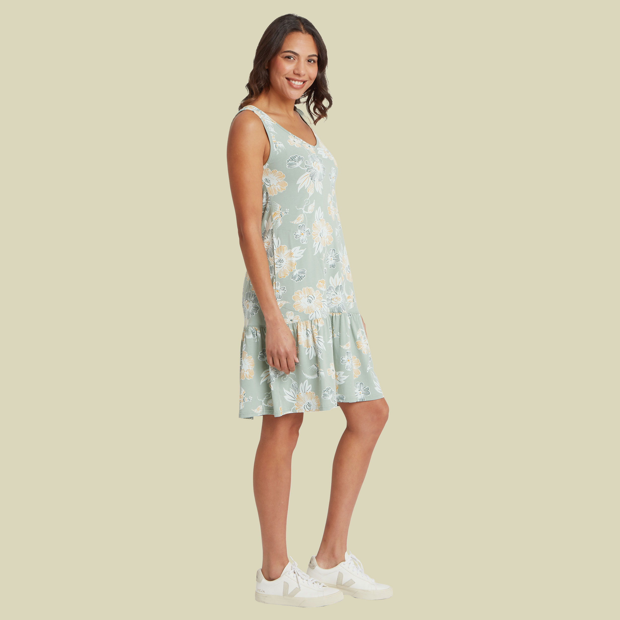 Neha Ruffle Dress XL grün Blumen - Farbe celery floral