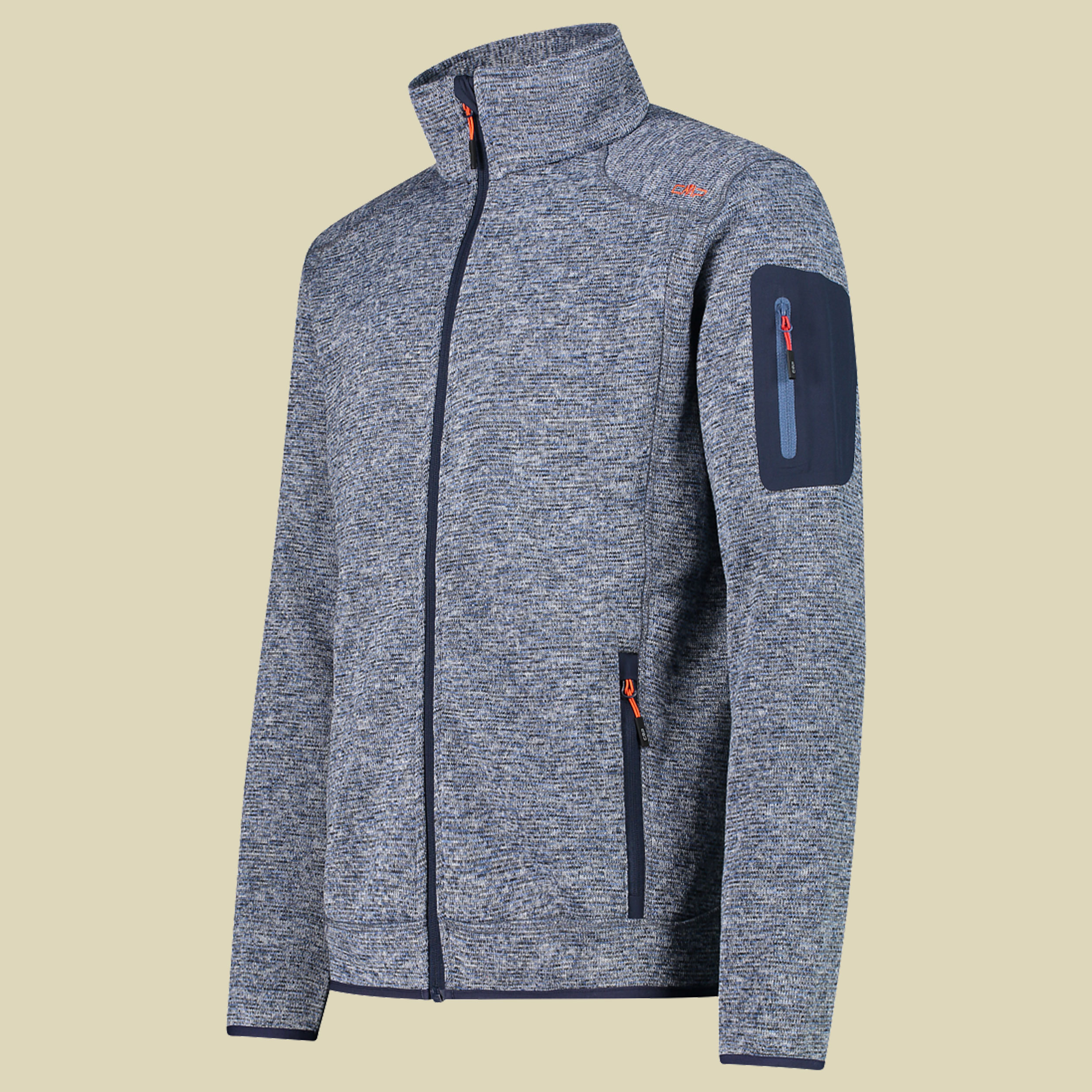 Man Knitted Fleece Jacket CMP 3H60747N Größe 58 Farbe 05MM blue ink-storm-arancio