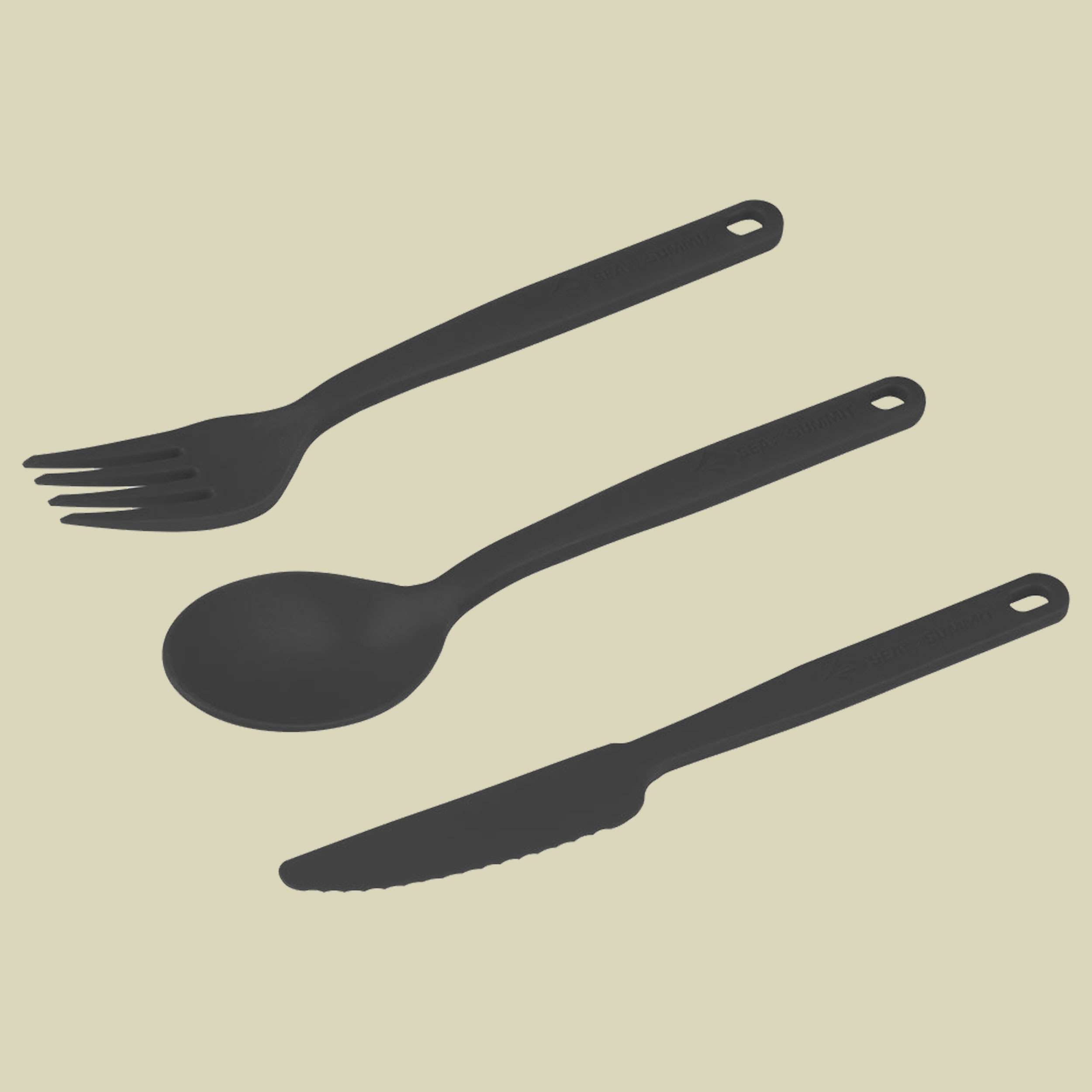Camp Cutlery Spoon, Fork & Knife Set charcoal