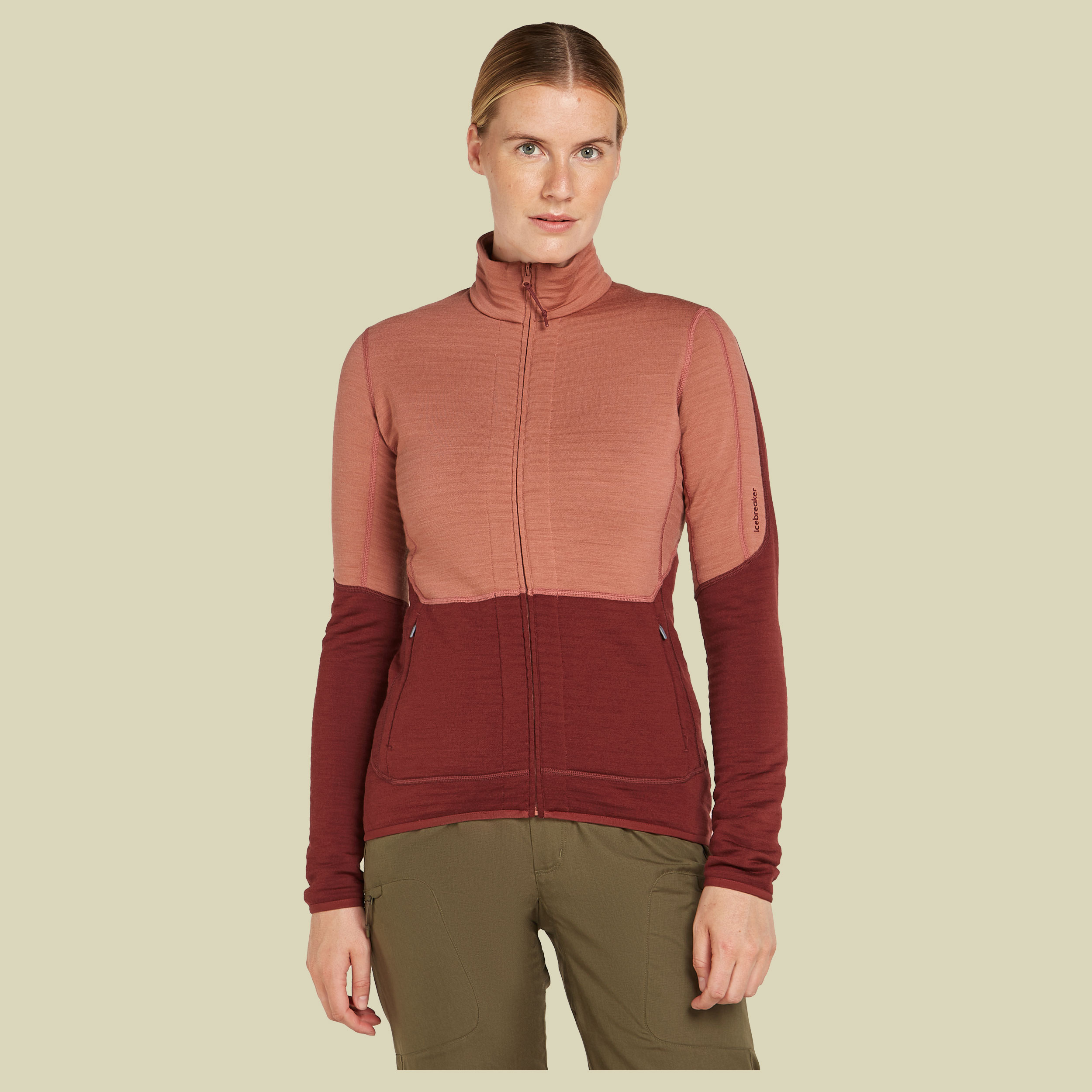 Merino 400 RealFleece Descender LS Zip Women M braun - cedar wood/port/cb