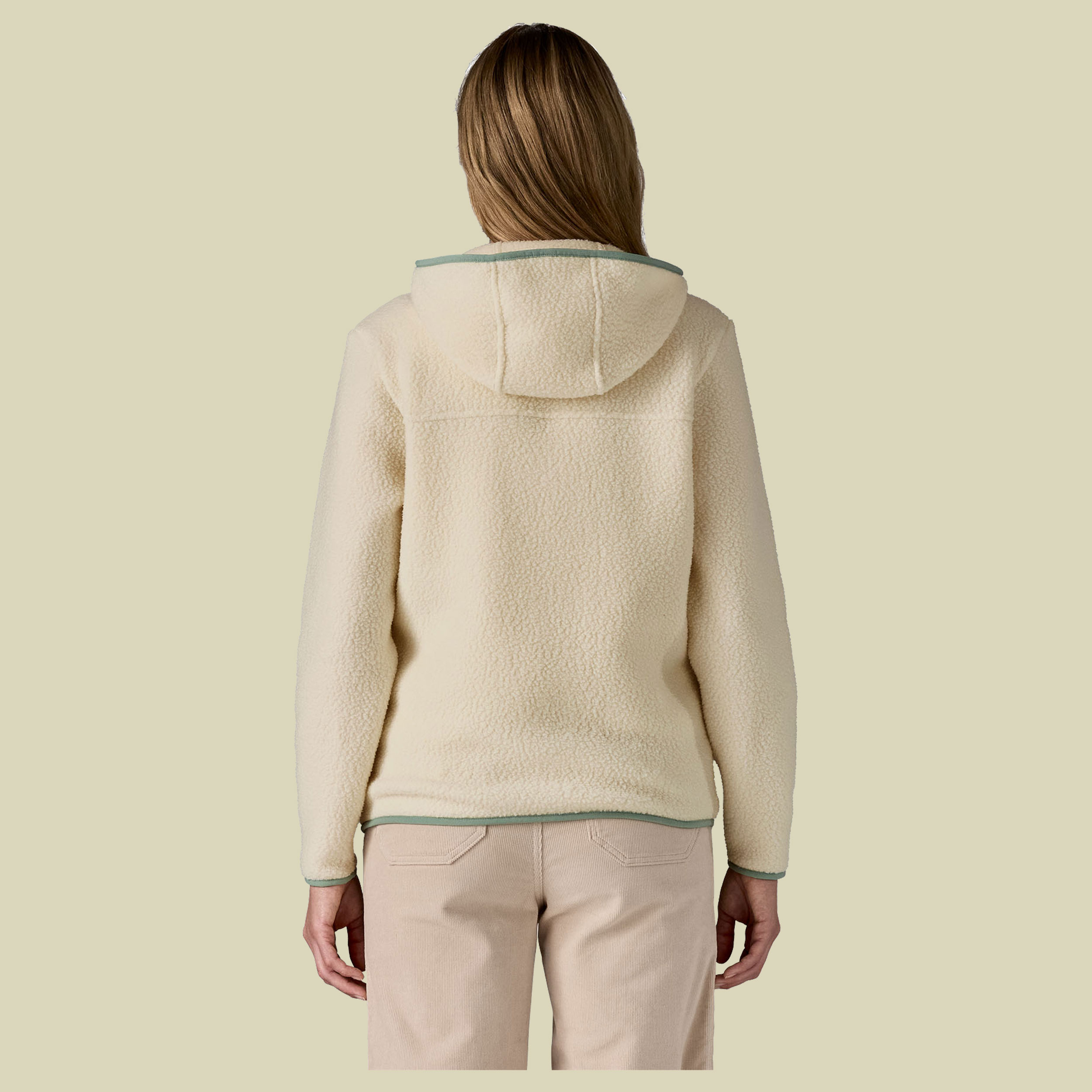 Retro Pile Hoody Women beige XS - natural w/ellwood green
