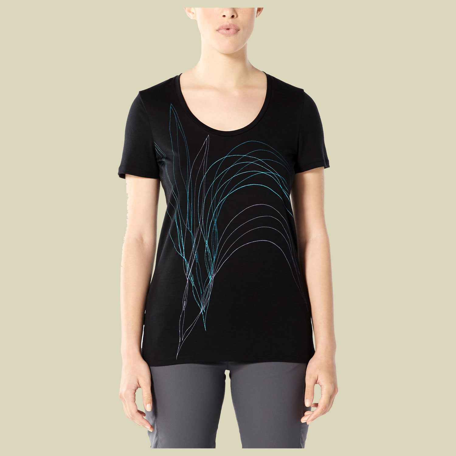 Tech Lite SS Scoop Graphic Collection Women Größe M  Farbe leaf black