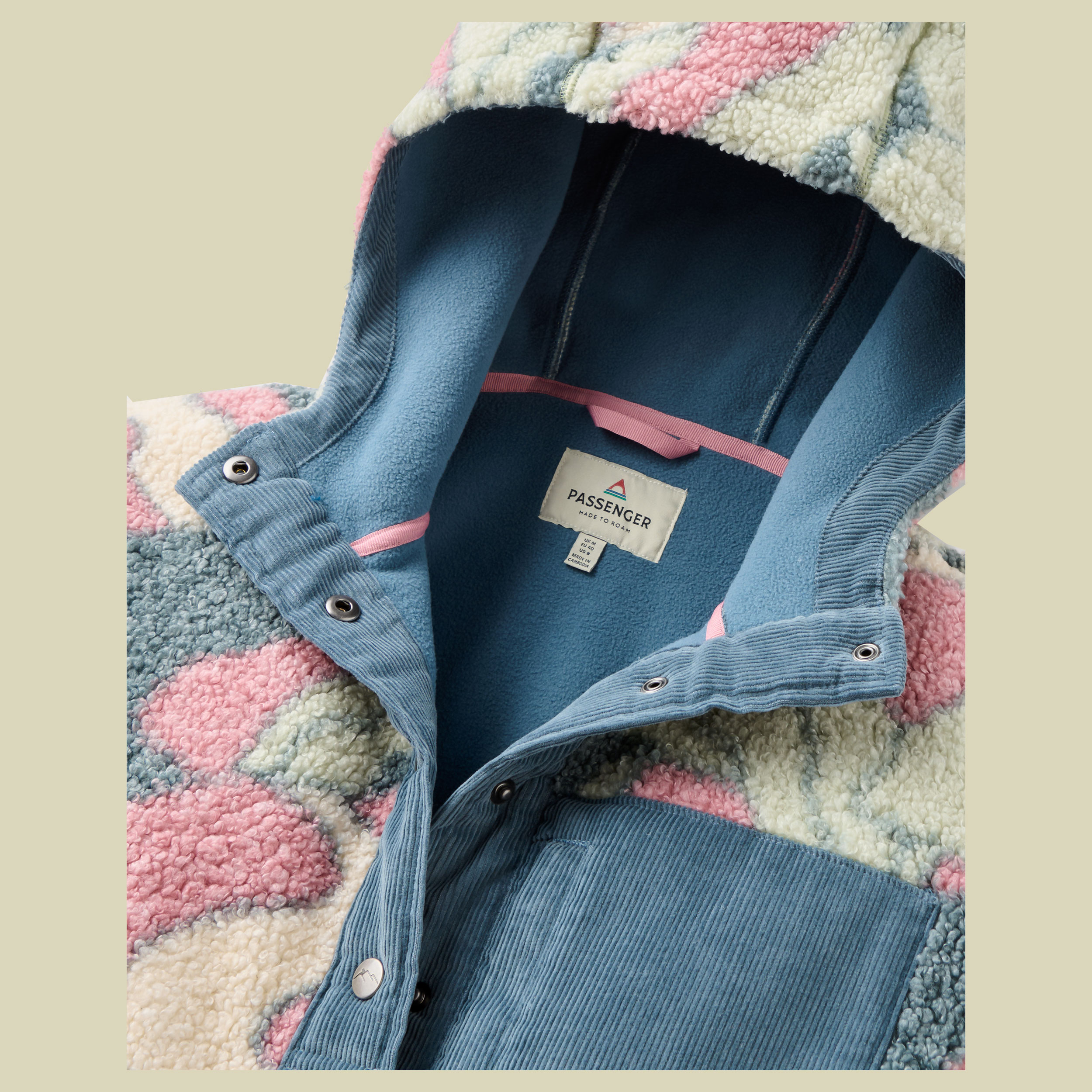 Clover Sherpa Fleece Hooded Jacket Women XL stormy blue