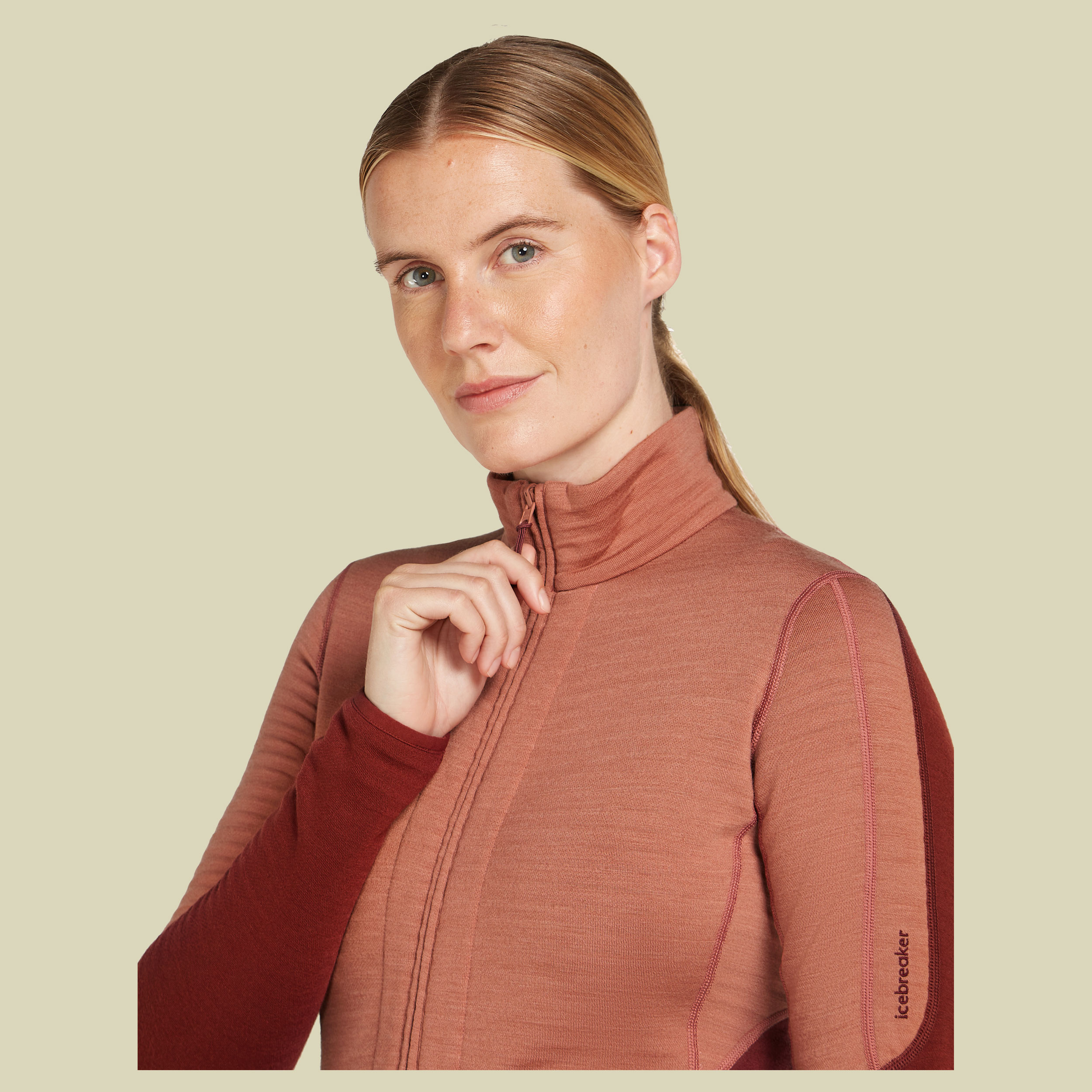Merino 400 RealFleece Descender LS Zip Women M braun - cedar wood/port/cb