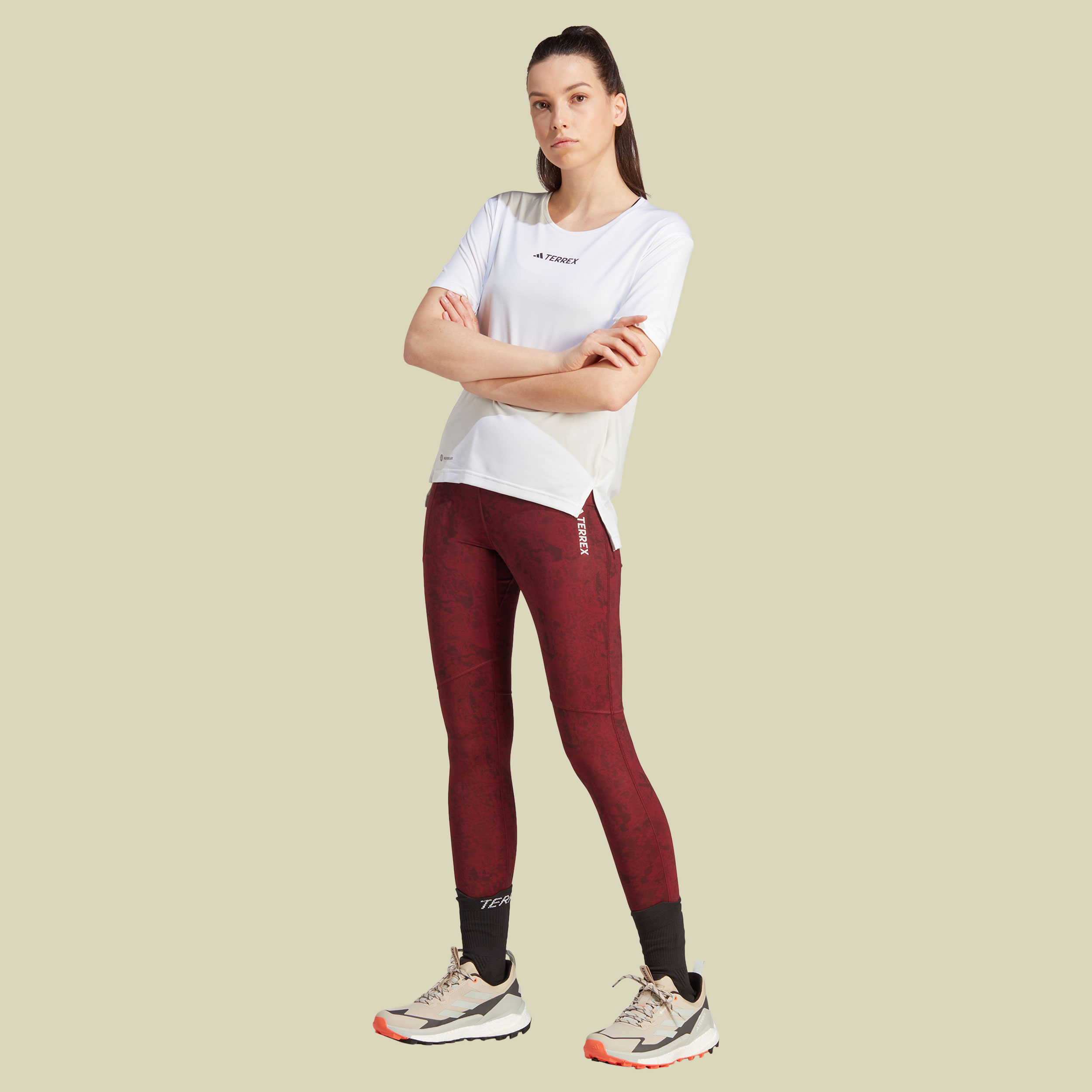 Terrex Multi Allover Print Leggings Women Größe 36 Farbe shadow red