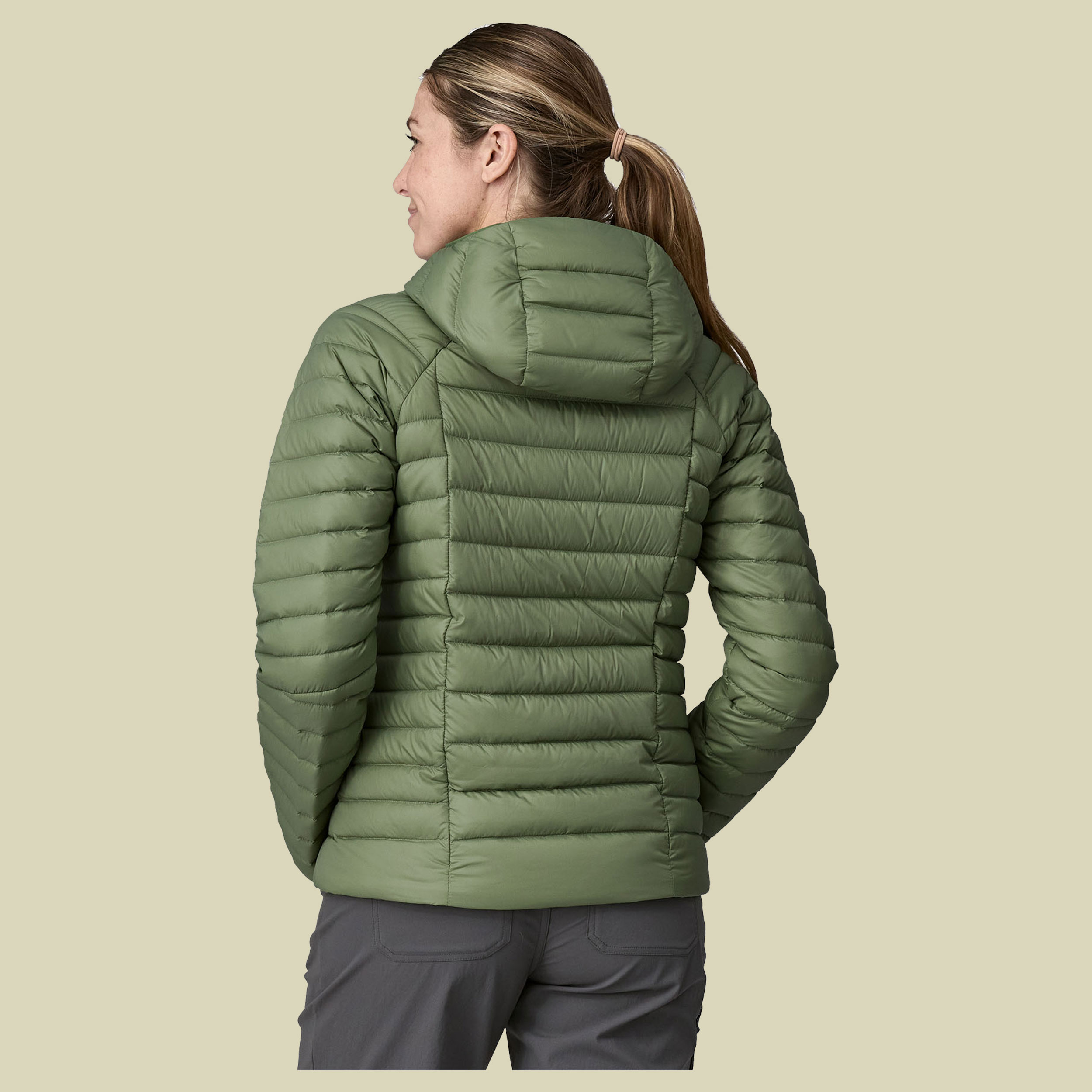 Down Sweater Hoody Women grün L - terrain green