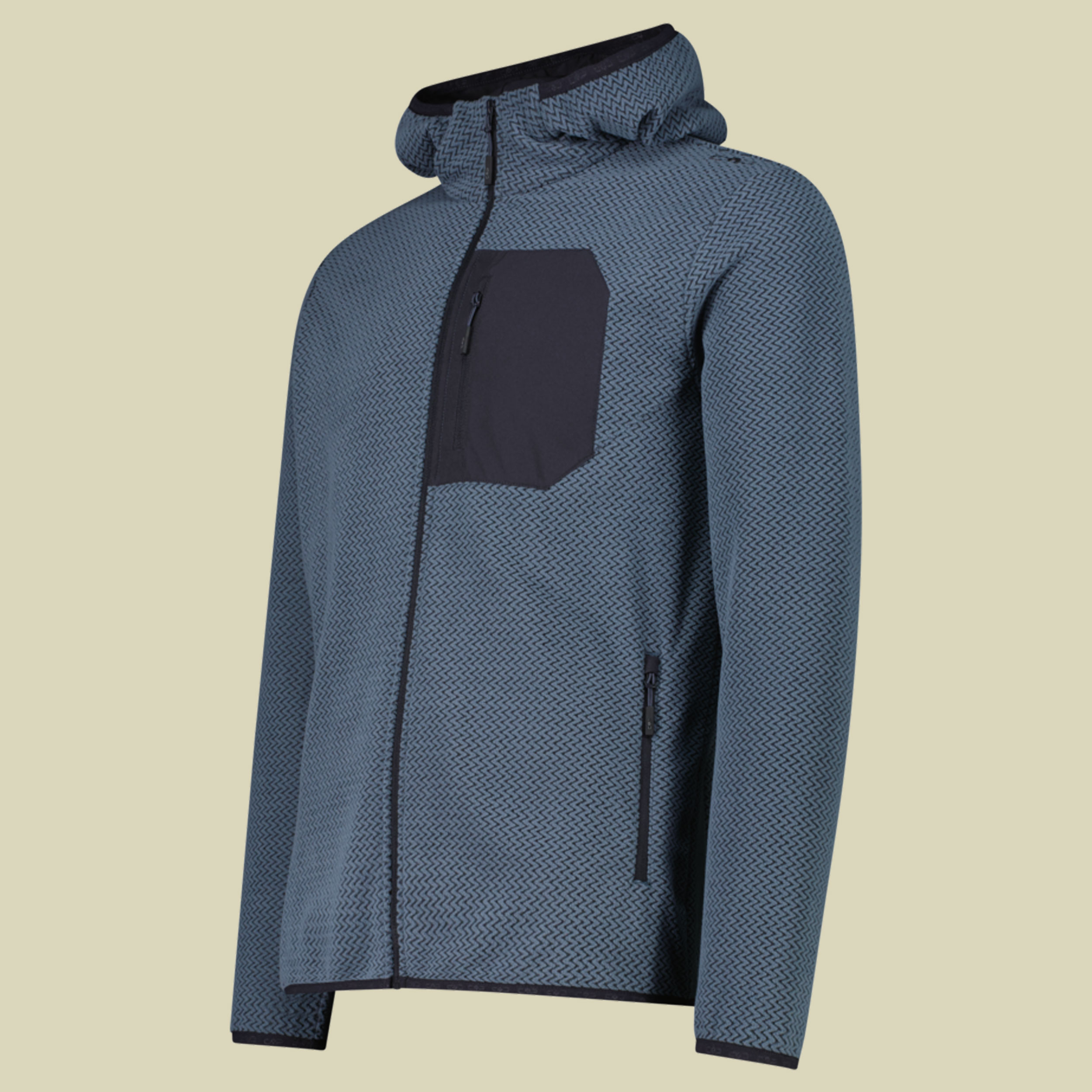 Jacket Fix Hood Knitted Zig Zag Men 36H1307 54 blau - avio
