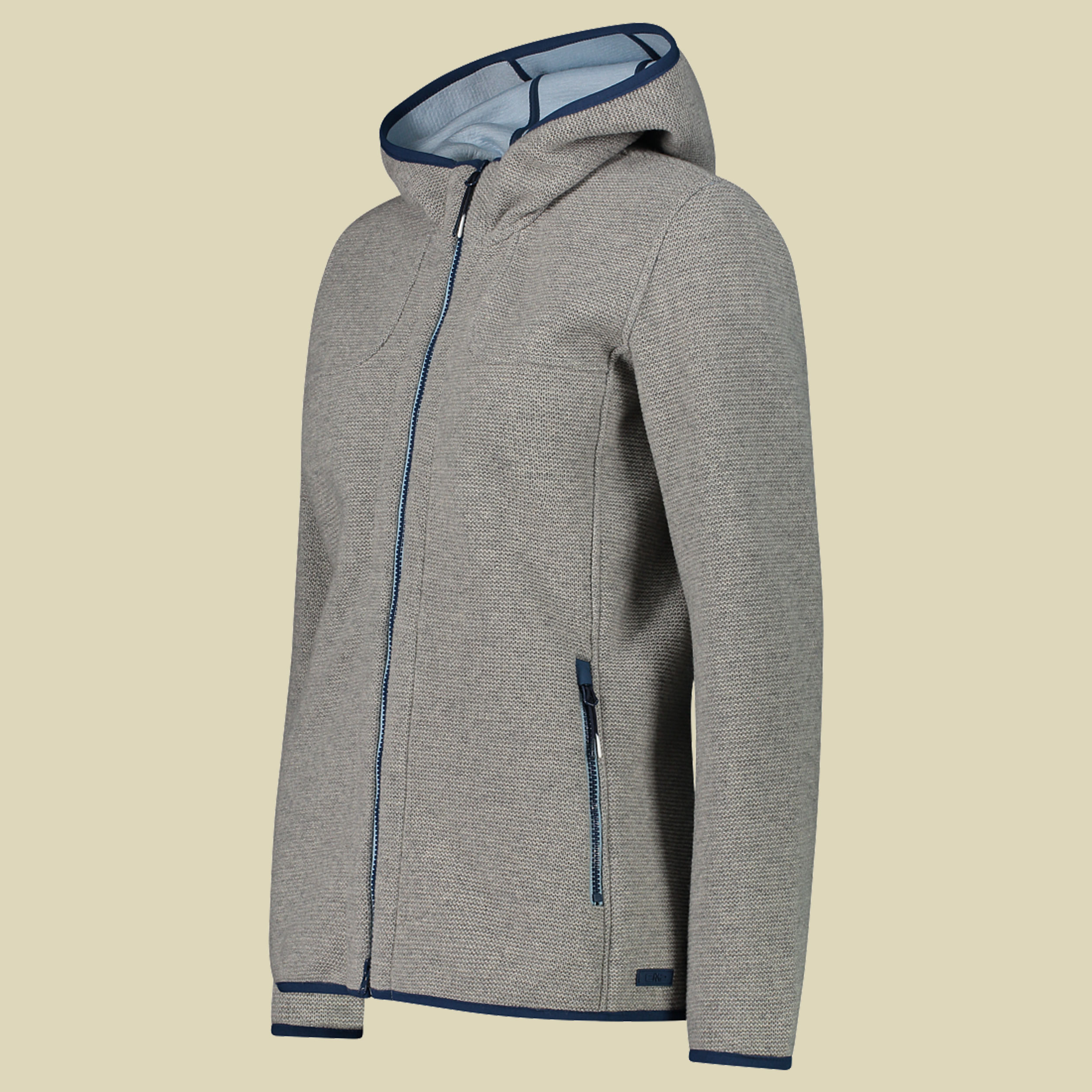 Woman Jacket Fix Hood Bonded Wooltech 32M1606 Größe 34 Farbe 40UM grigio melange-cristall blue
