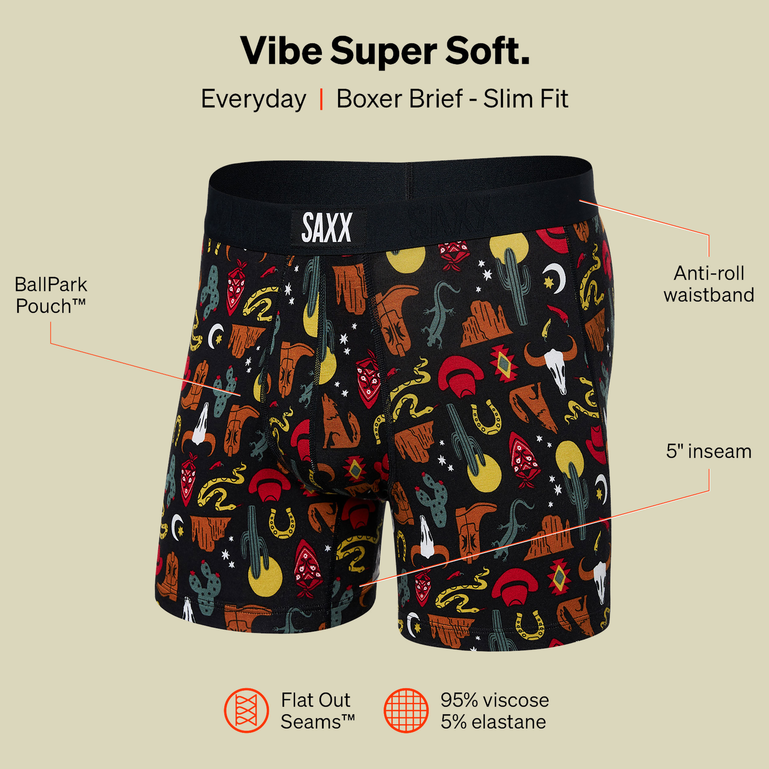 Vibe Super Soft Boxer Brief grau M - desert daze- faded black