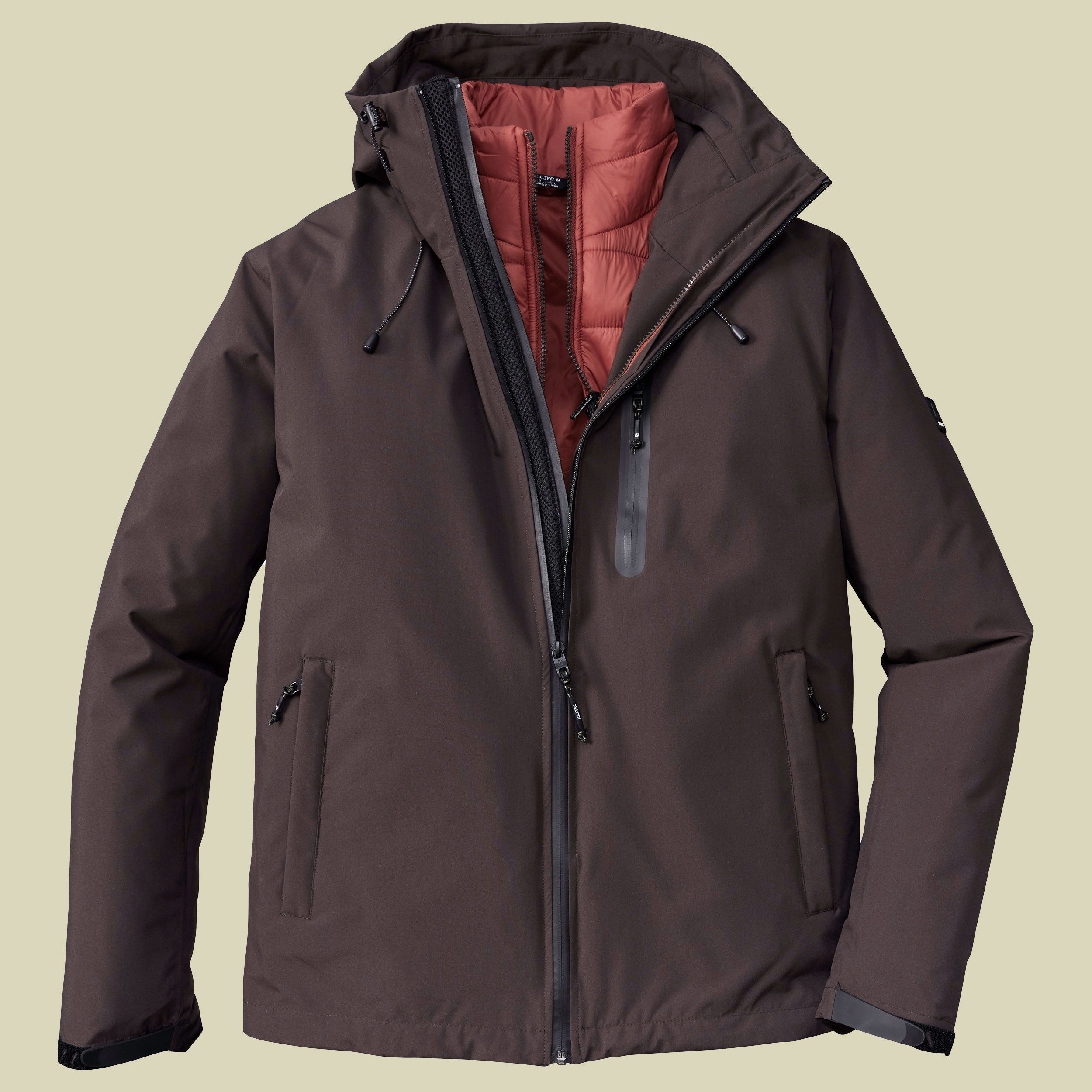 Funktionsjacke mit Kapuze und einzippbarer Steppjacke Men XXL ebenholz