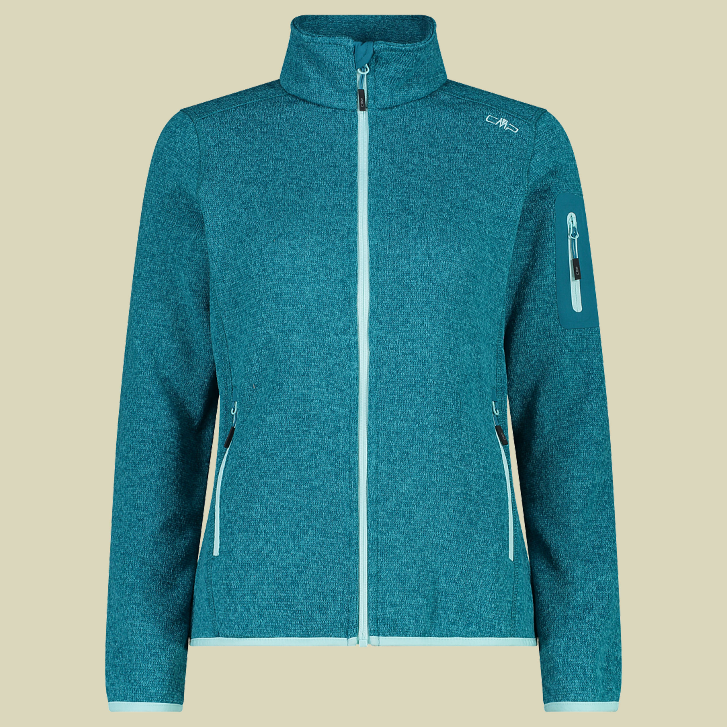 Woman Knitted Melange Fleece Jacket 3H14746 türkis 42 - Farbe teal-acquacqua