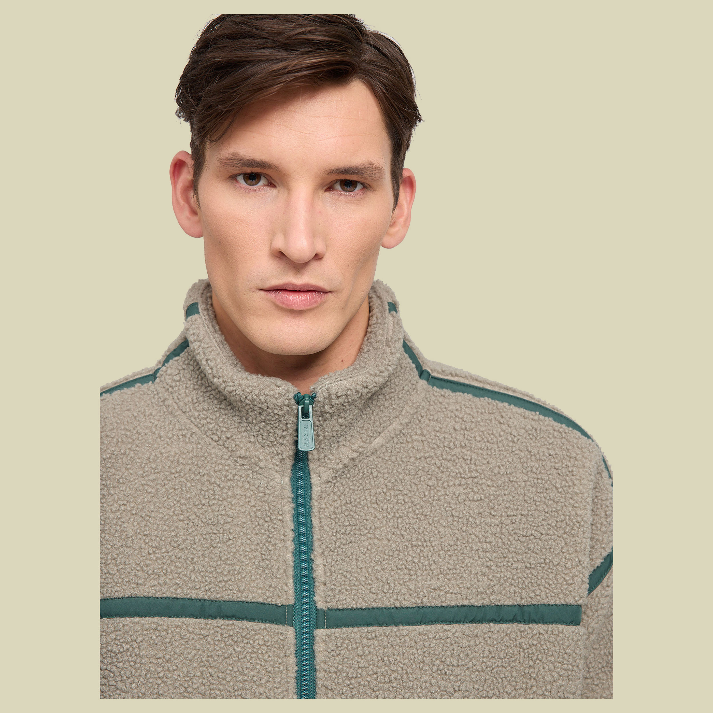 Contrast Tape Teddy-Fleece Jacket Men XL grün - eucalyptus